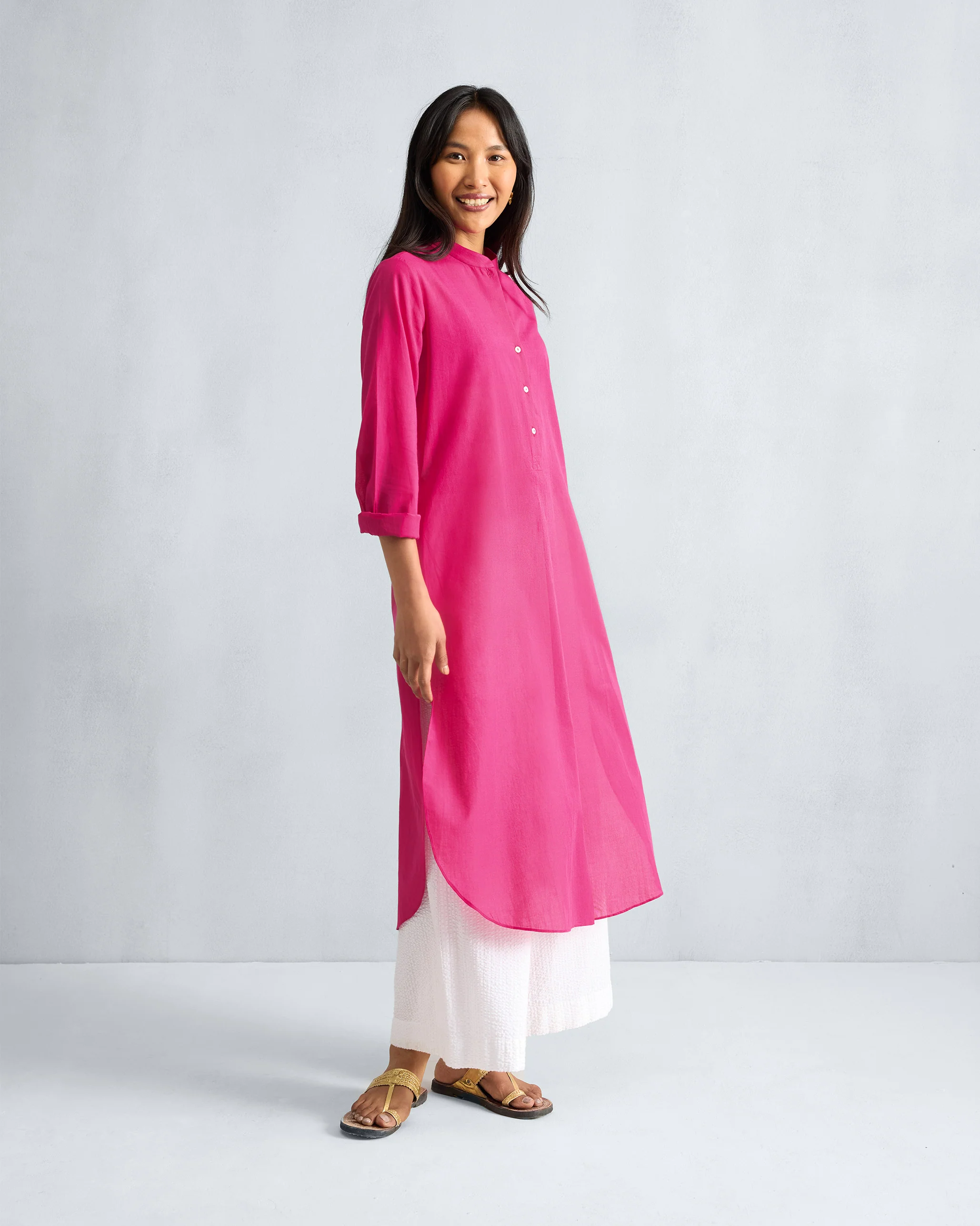 Basic Long Kurta - Fuchsia - Image 3