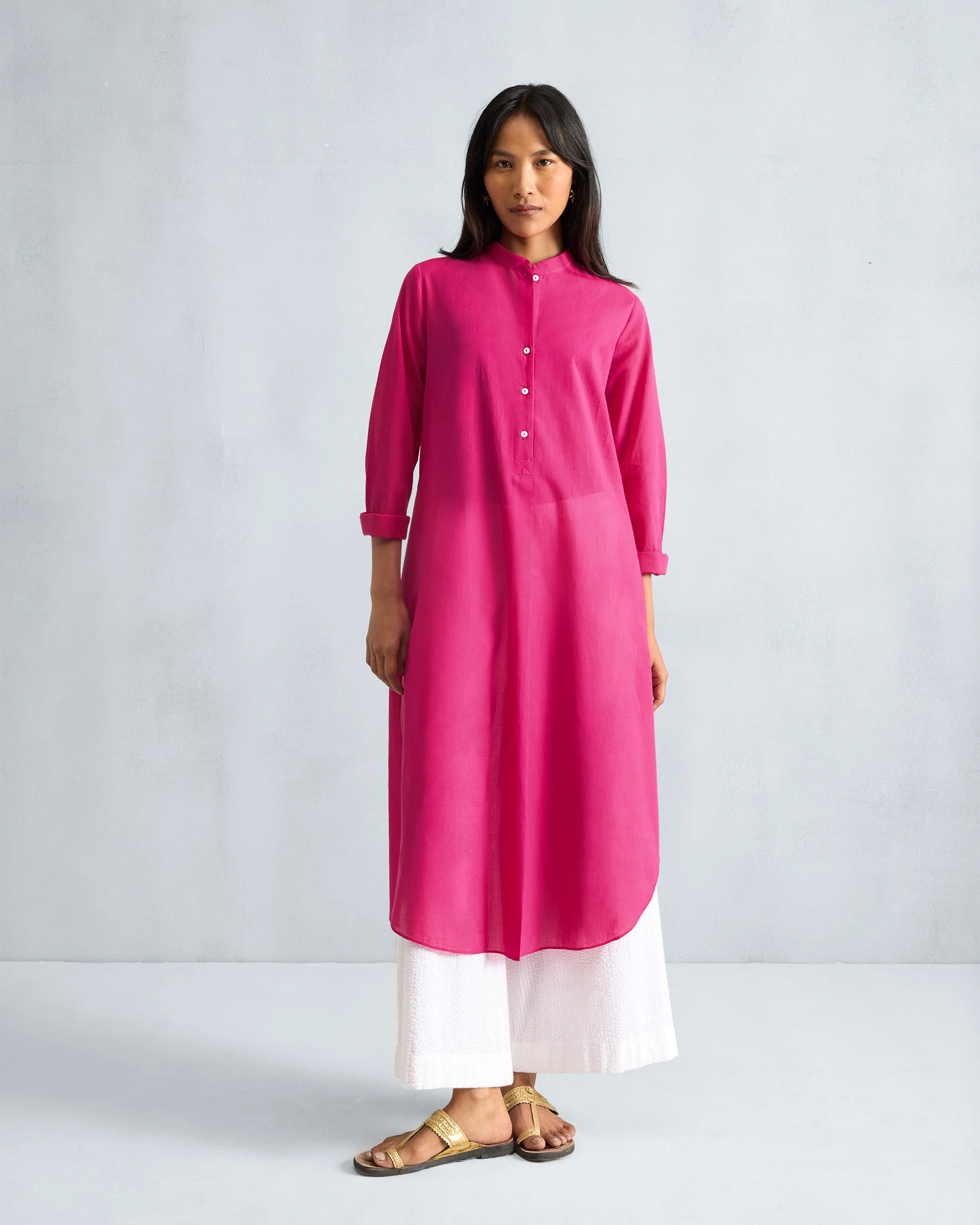 Basic Long Kurta - Fuchsia - Image 8