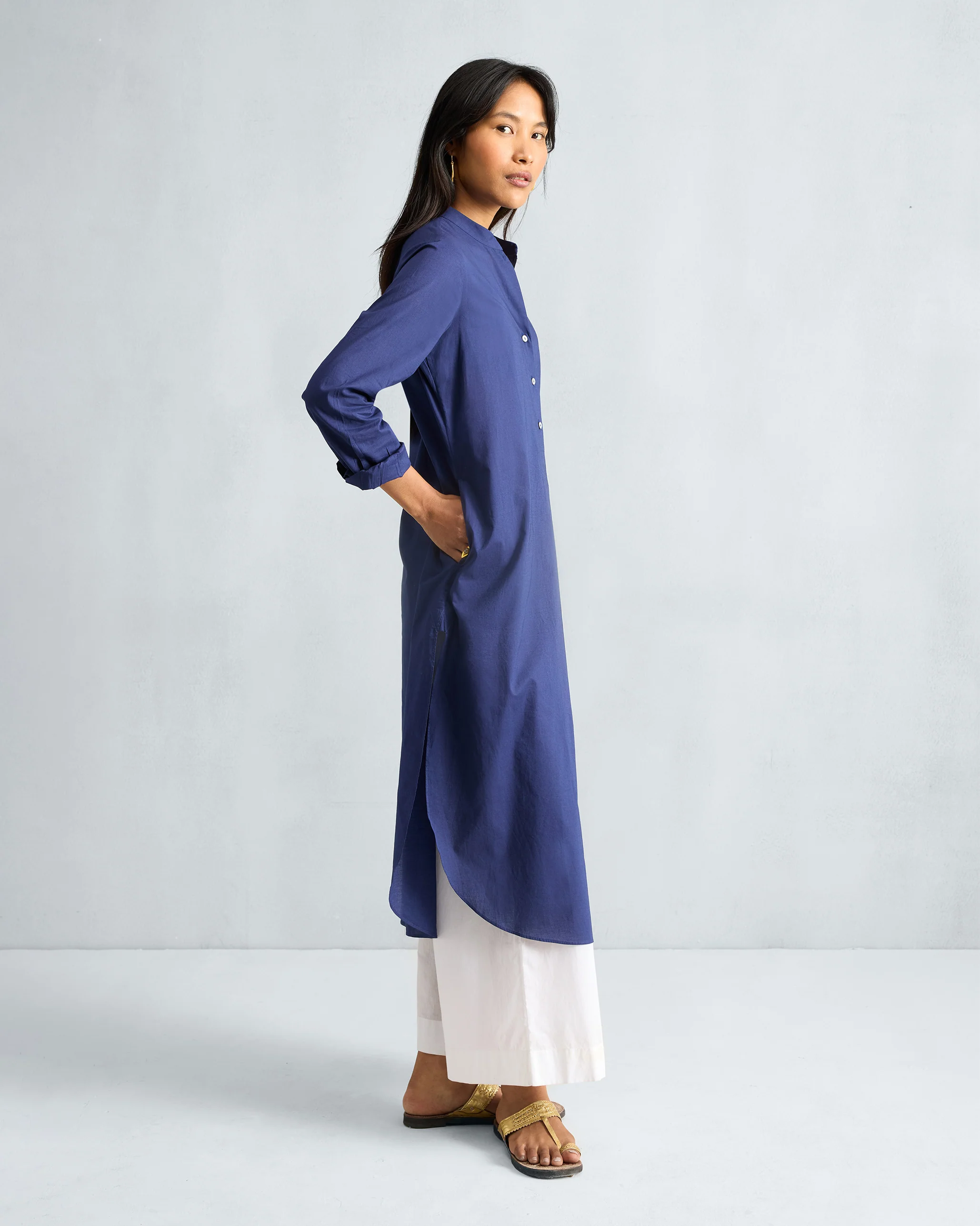 Basic Long Kurta - Ink Blue - Image 2