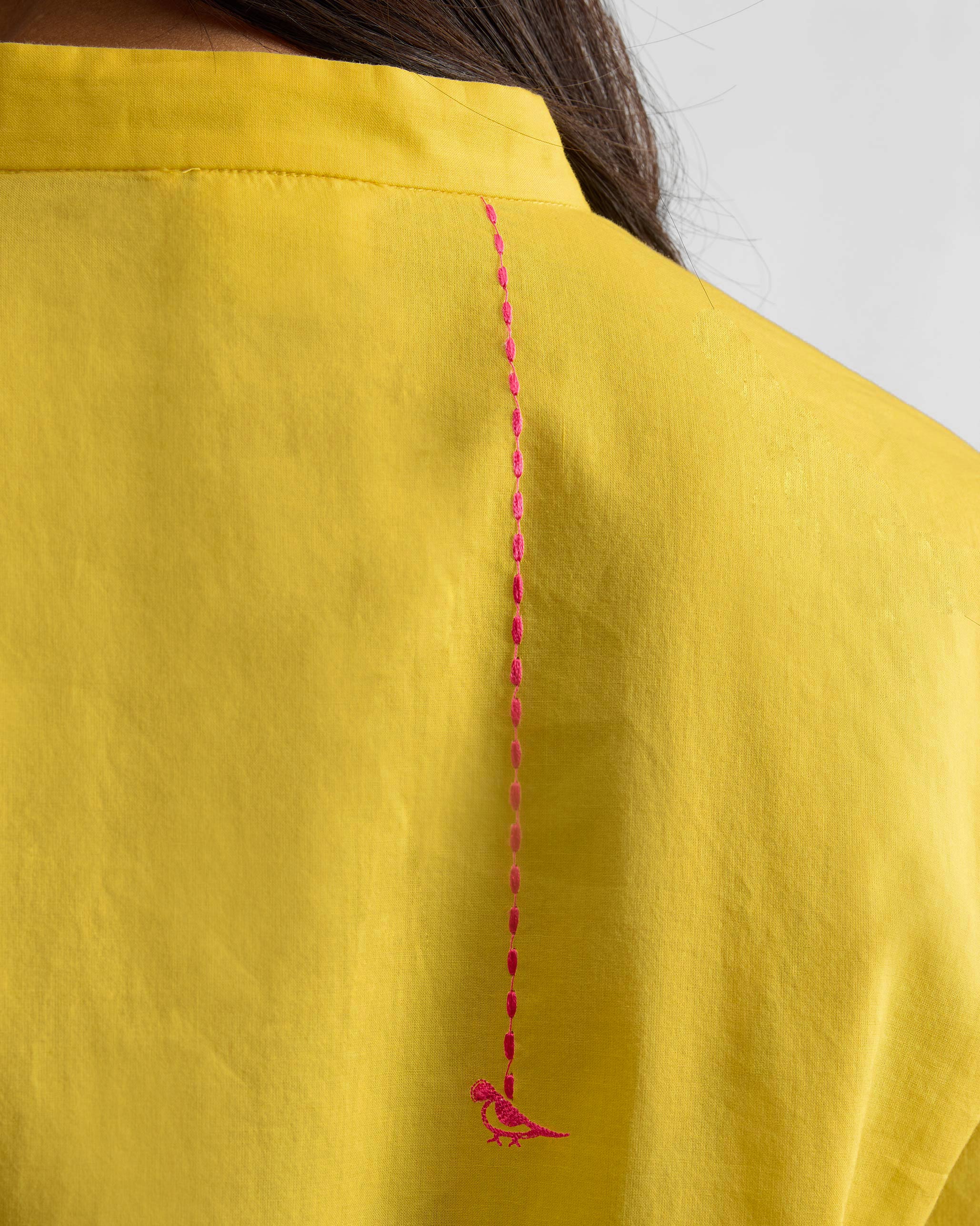 Basic Long Kurta - Yellow - Image 5