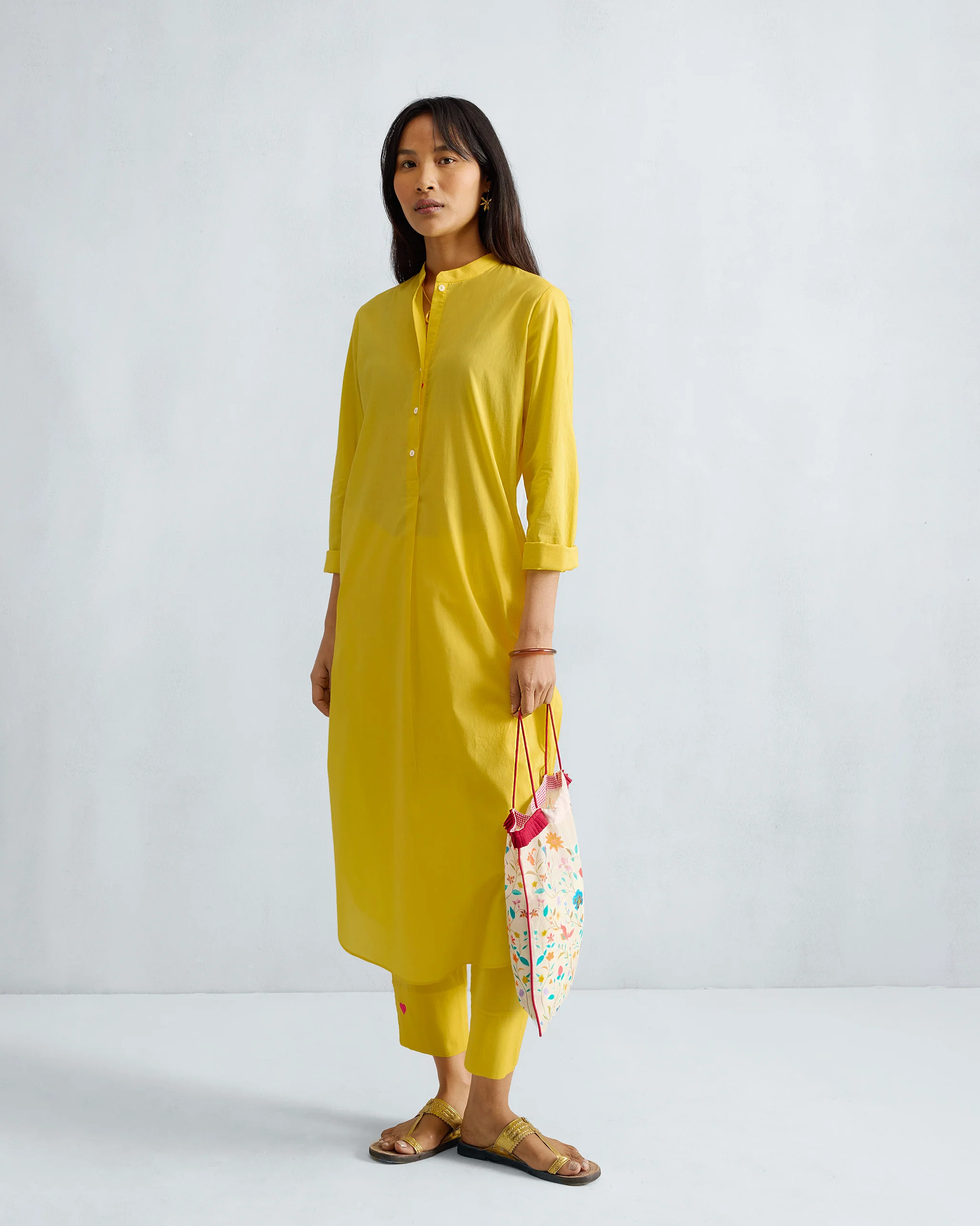 Basic Long Kurta - Yellow - Image 7