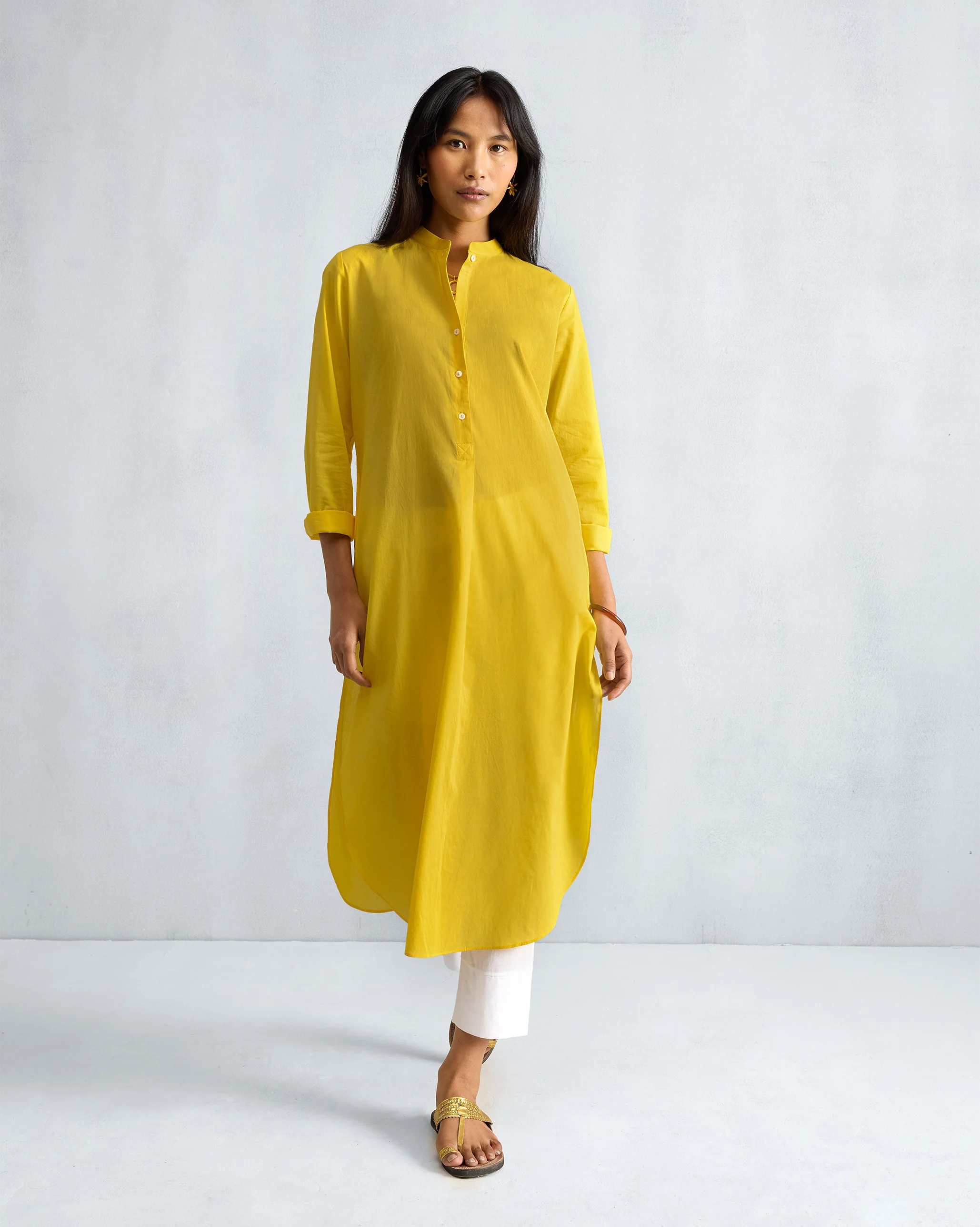 Basic Long Kurta - Yellow - Image 9