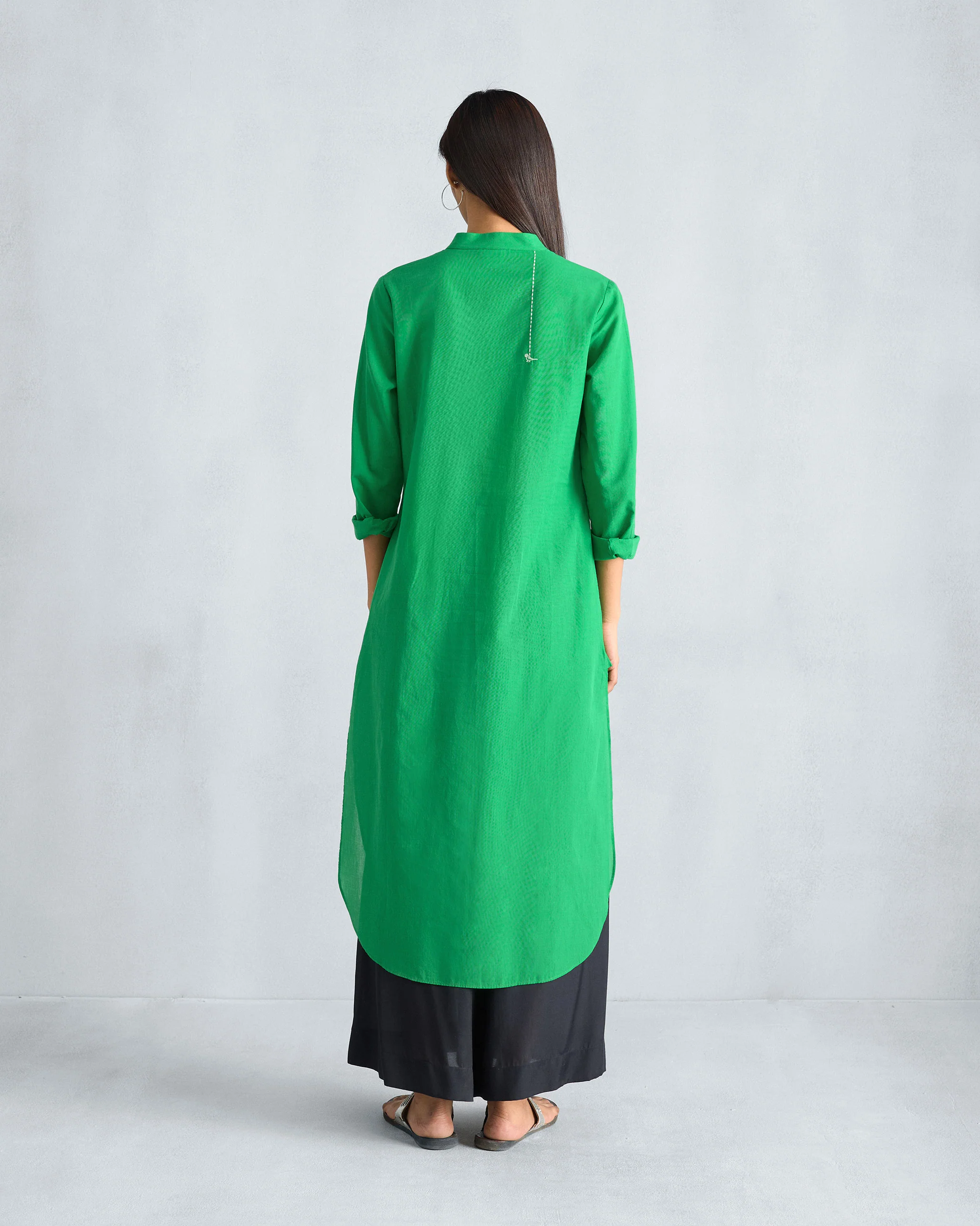 Basic Long Length Kurta - Green - Image 5