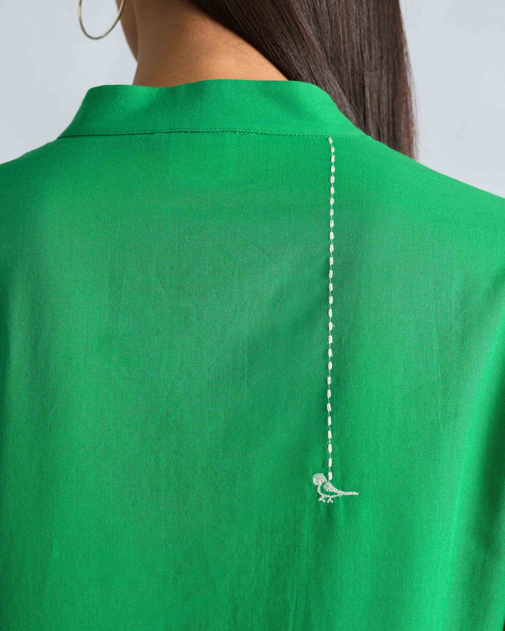Basic Long Length Kurta - Green - Image 6