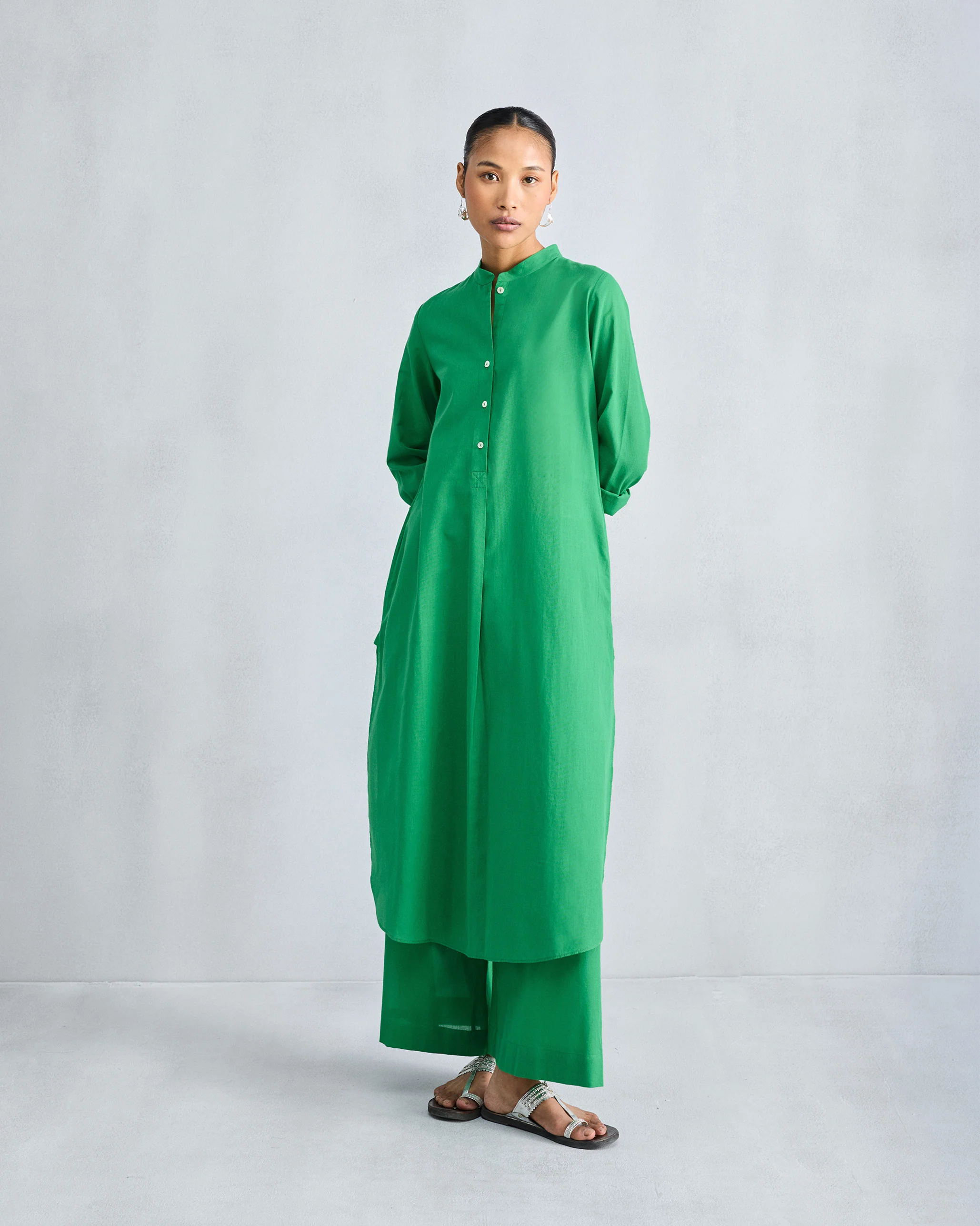 Basic Long Length Kurta - Green - Image 7