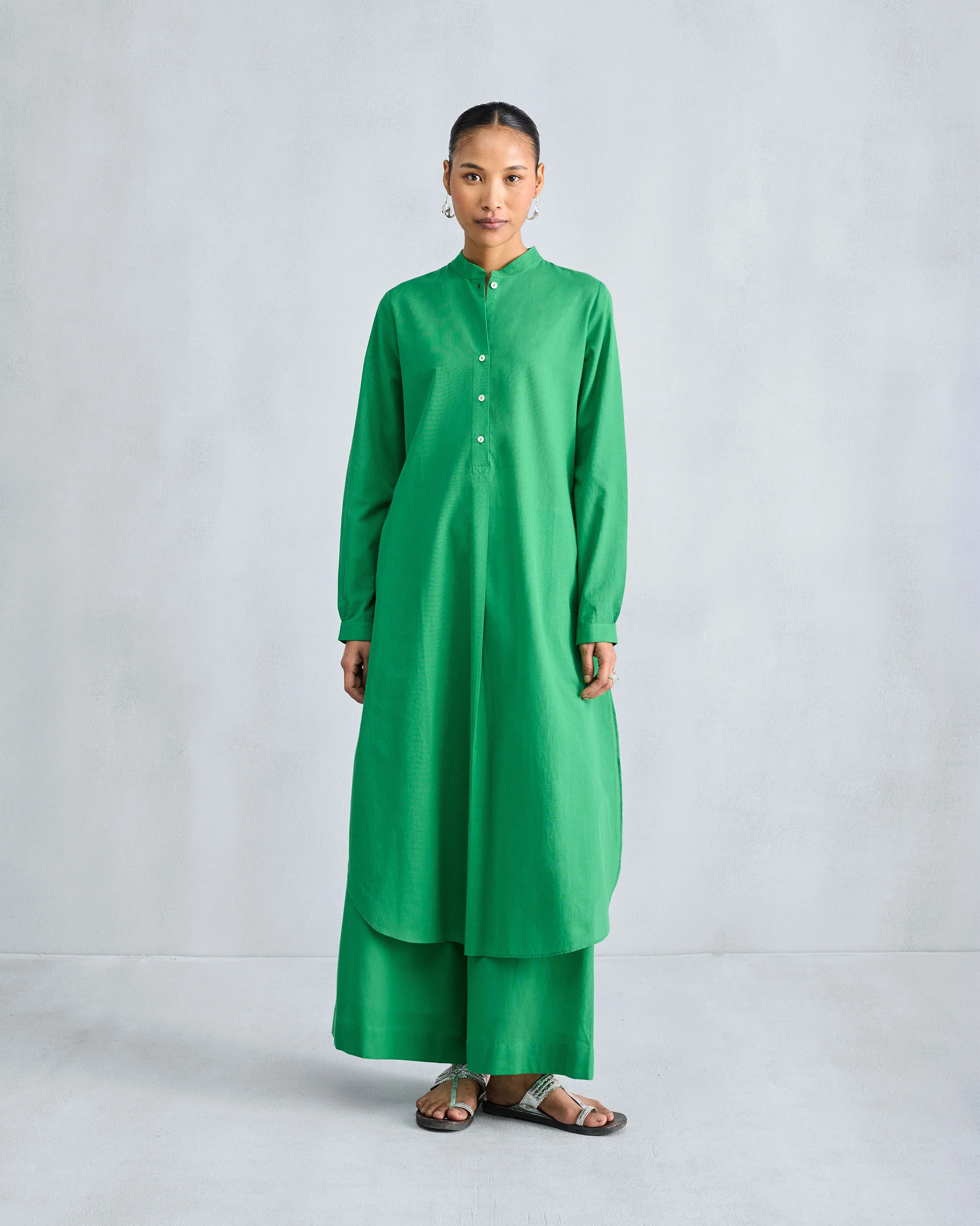 Basic Long Length Kurta - Green - Image 9