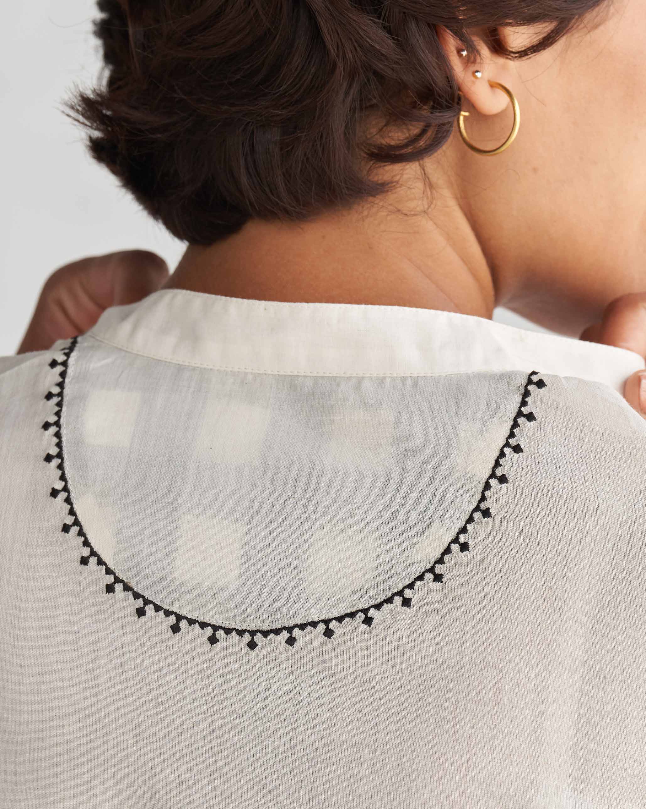 Basic Long Length Kurta - Ivory - Image 3