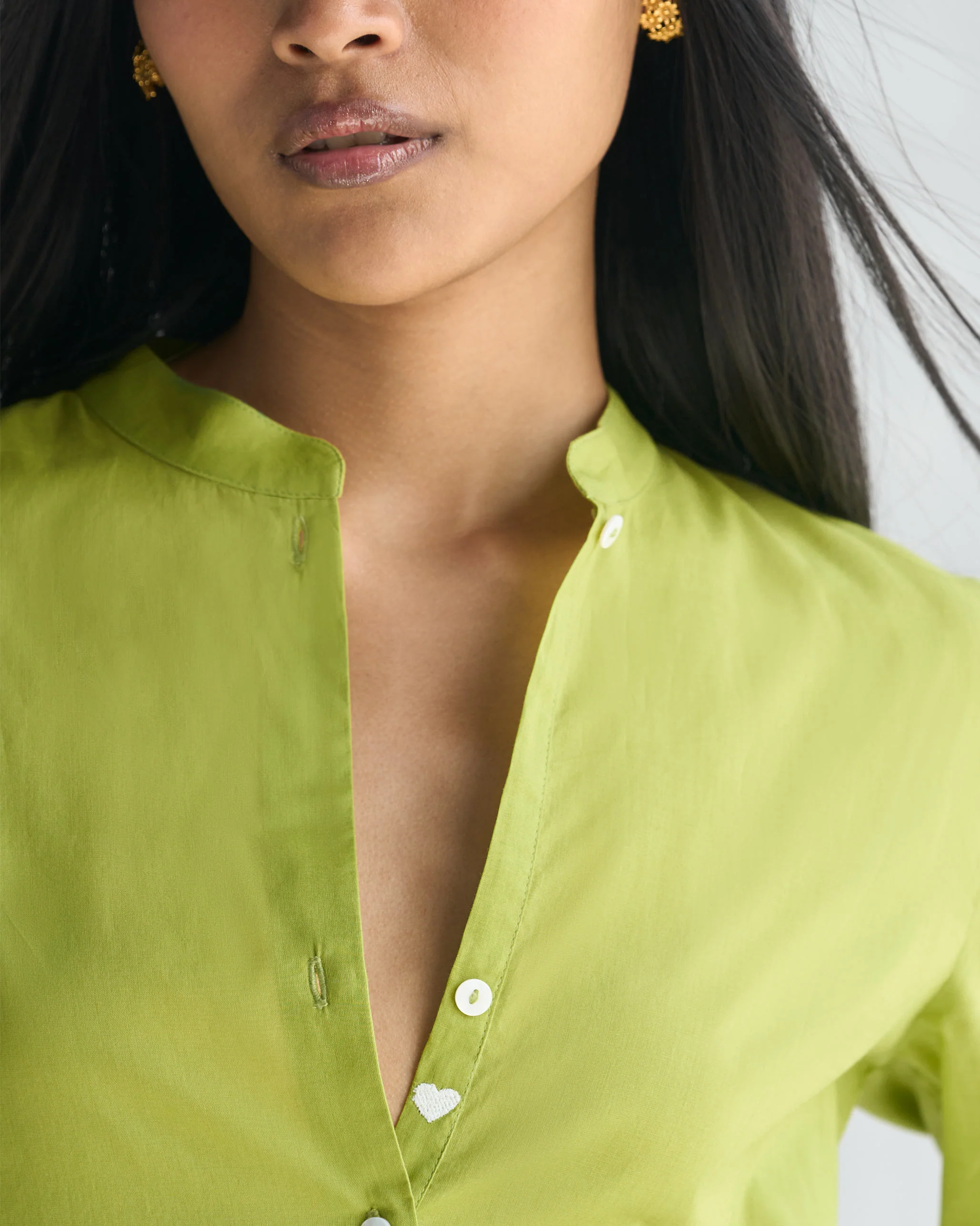 Basic Long Length Kurta - Lime - Image 2