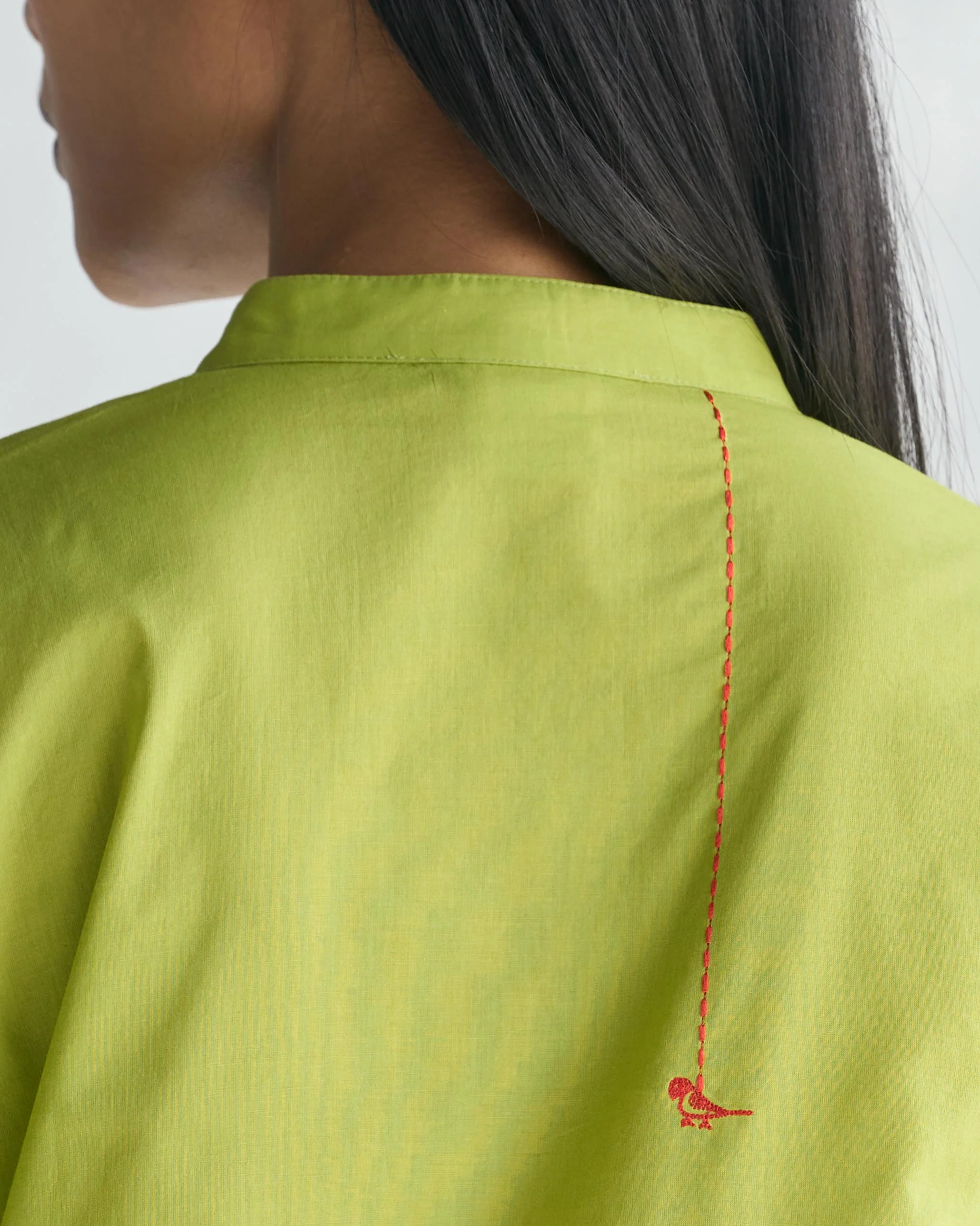 Basic Long Length Kurta - Lime - Image 3