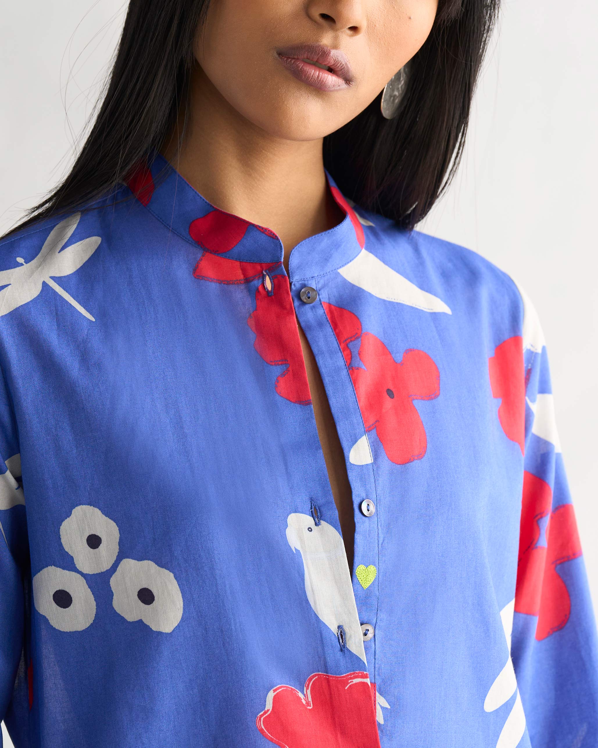 Basic Long Length Kurta - Navy & Grey - Image 3