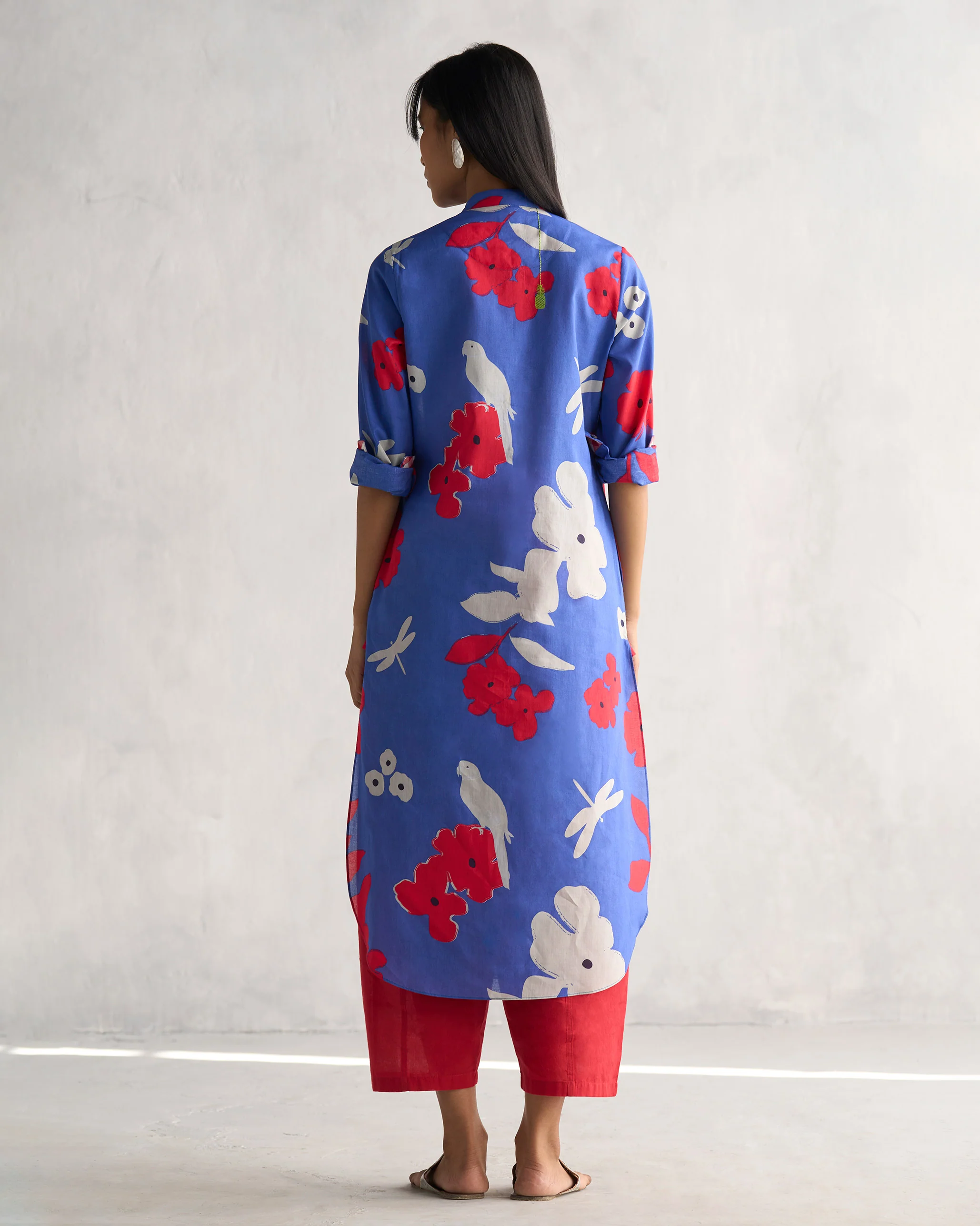 Basic Long Length Kurta - Navy & Grey - Image 4