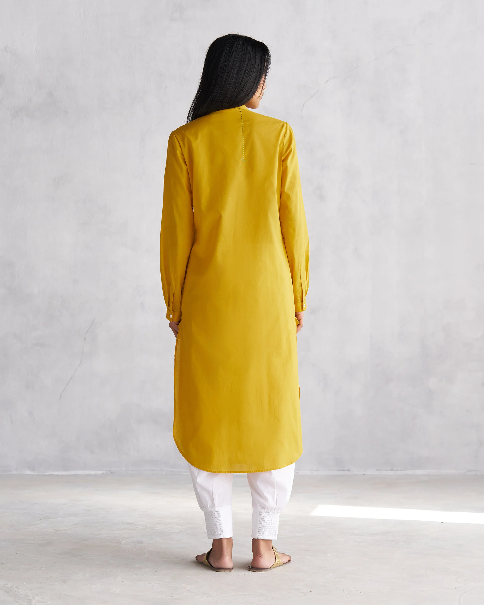 Basic Long Length Kurta - Ochre - Image 4
