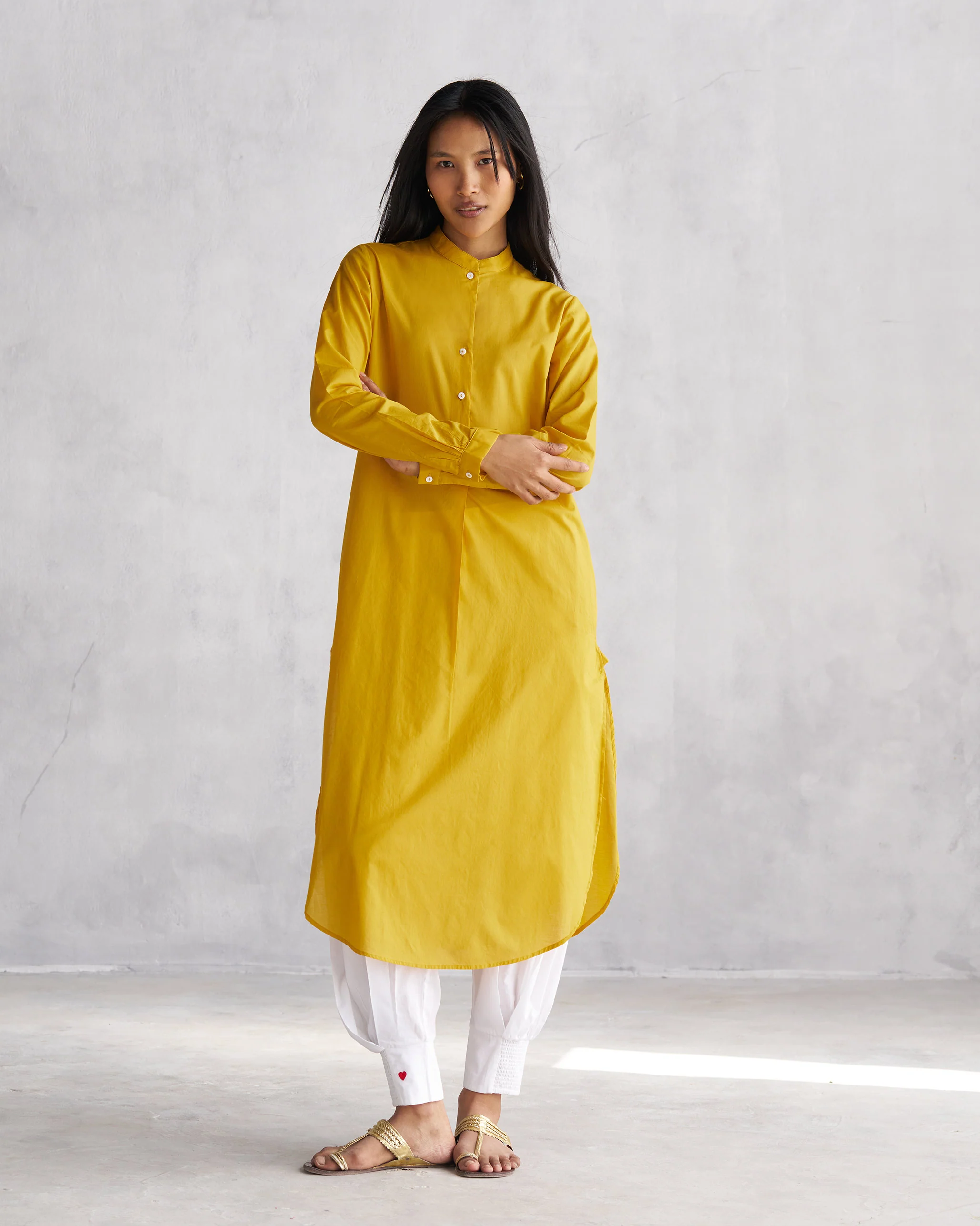 Basic Long Length Kurta - Ochre - Image 5