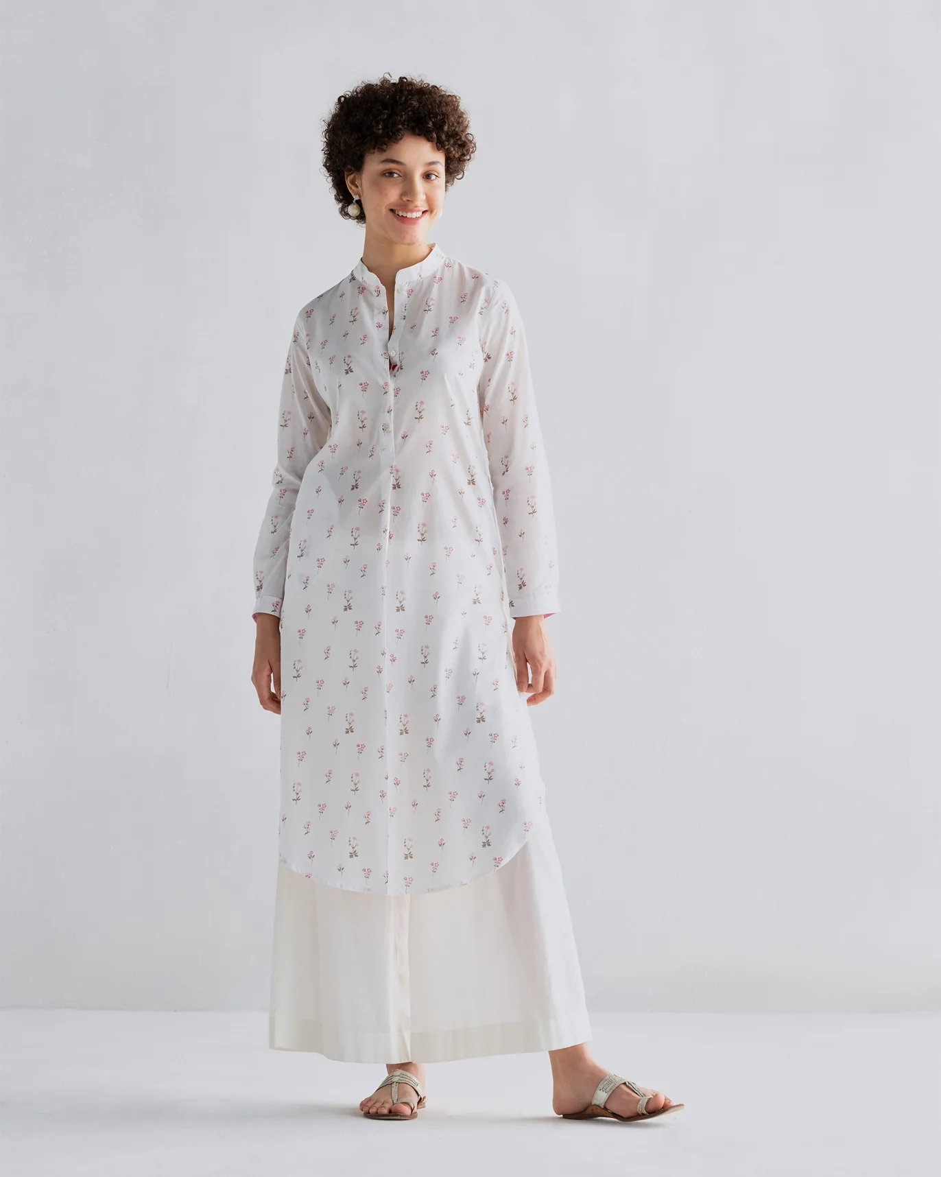 Basic Long Length Kurta - Ivory - Image 5