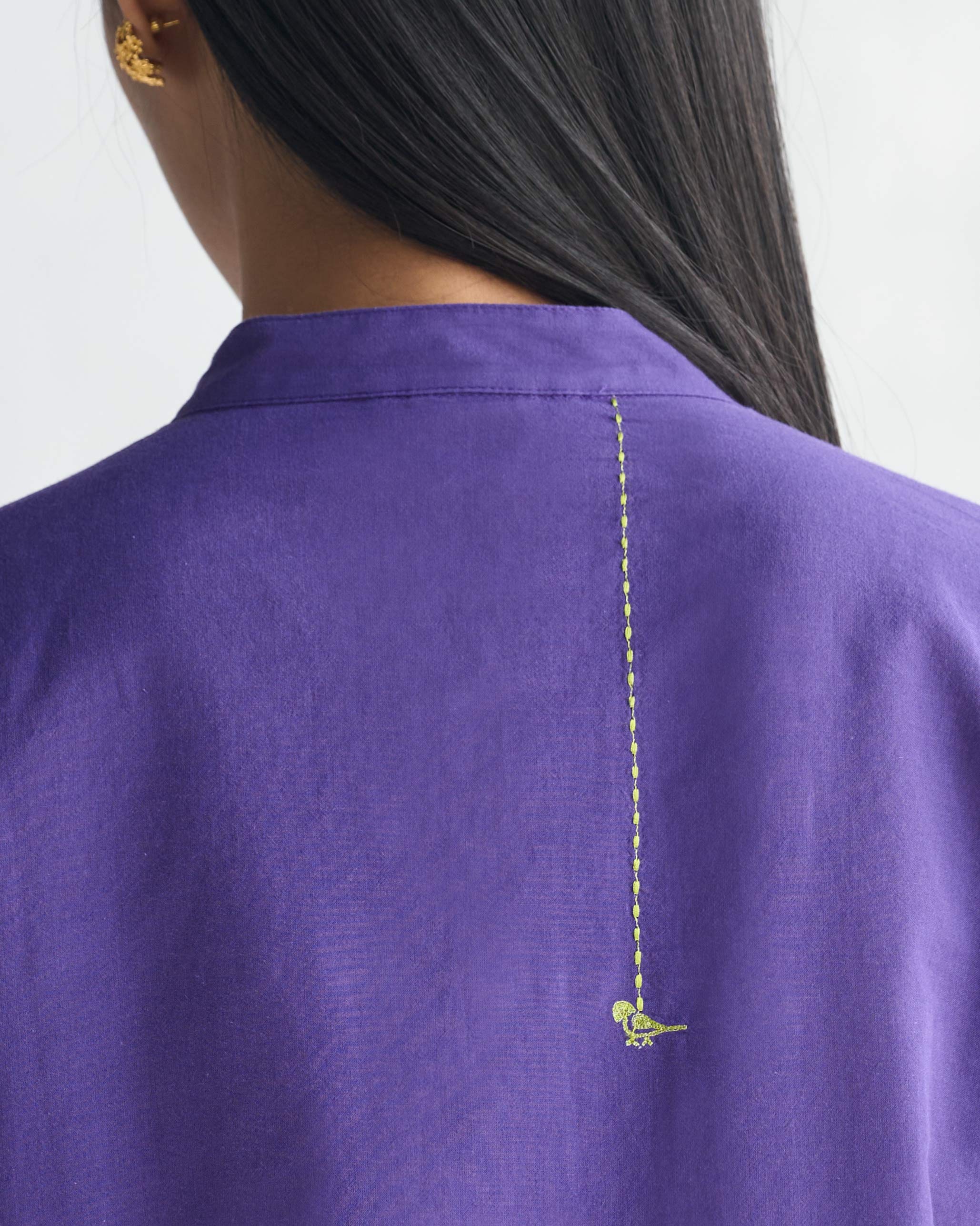 Basic Long Length Kurta - Purple - Image 2
