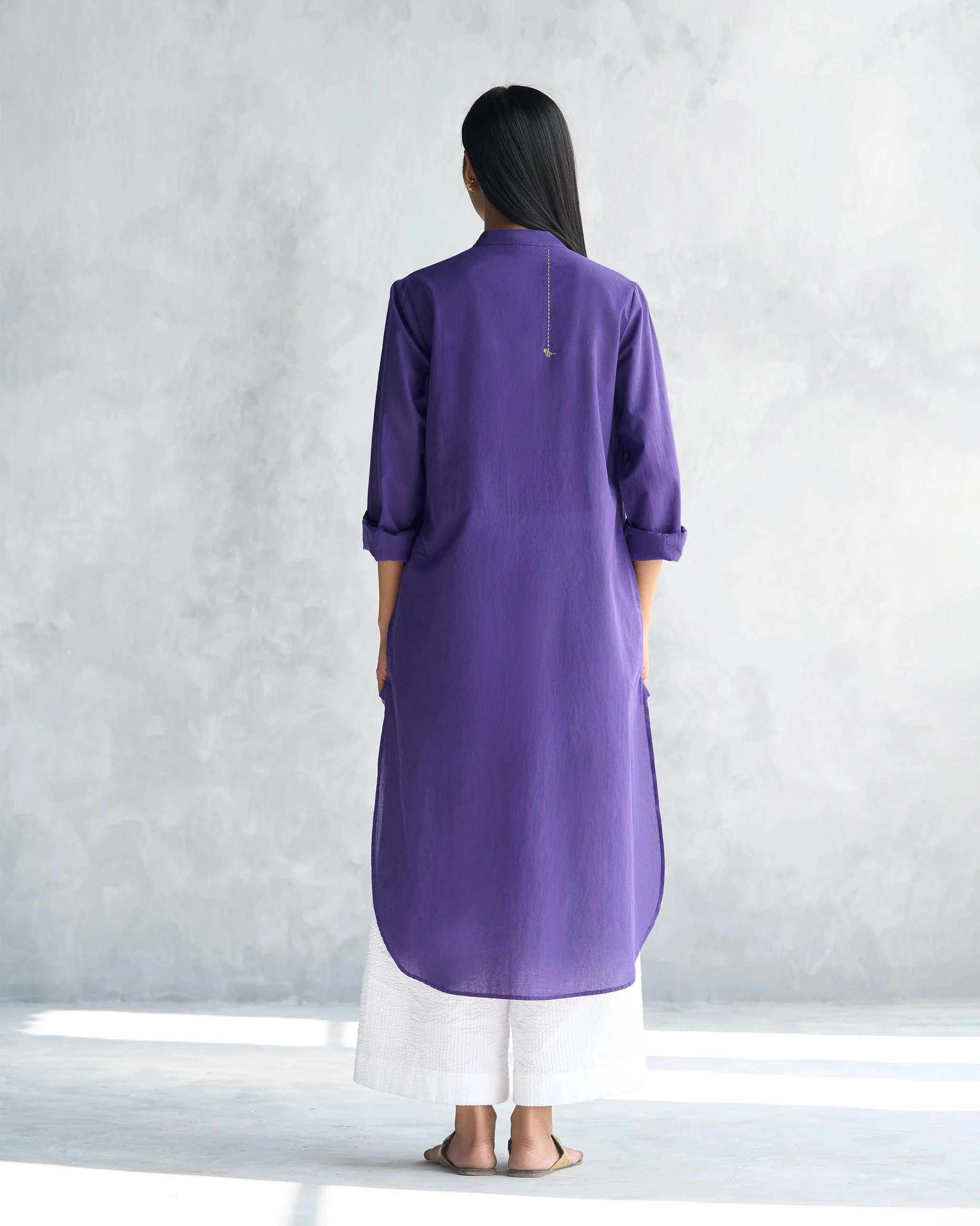 Basic Long Length Kurta - Purple - Image 4