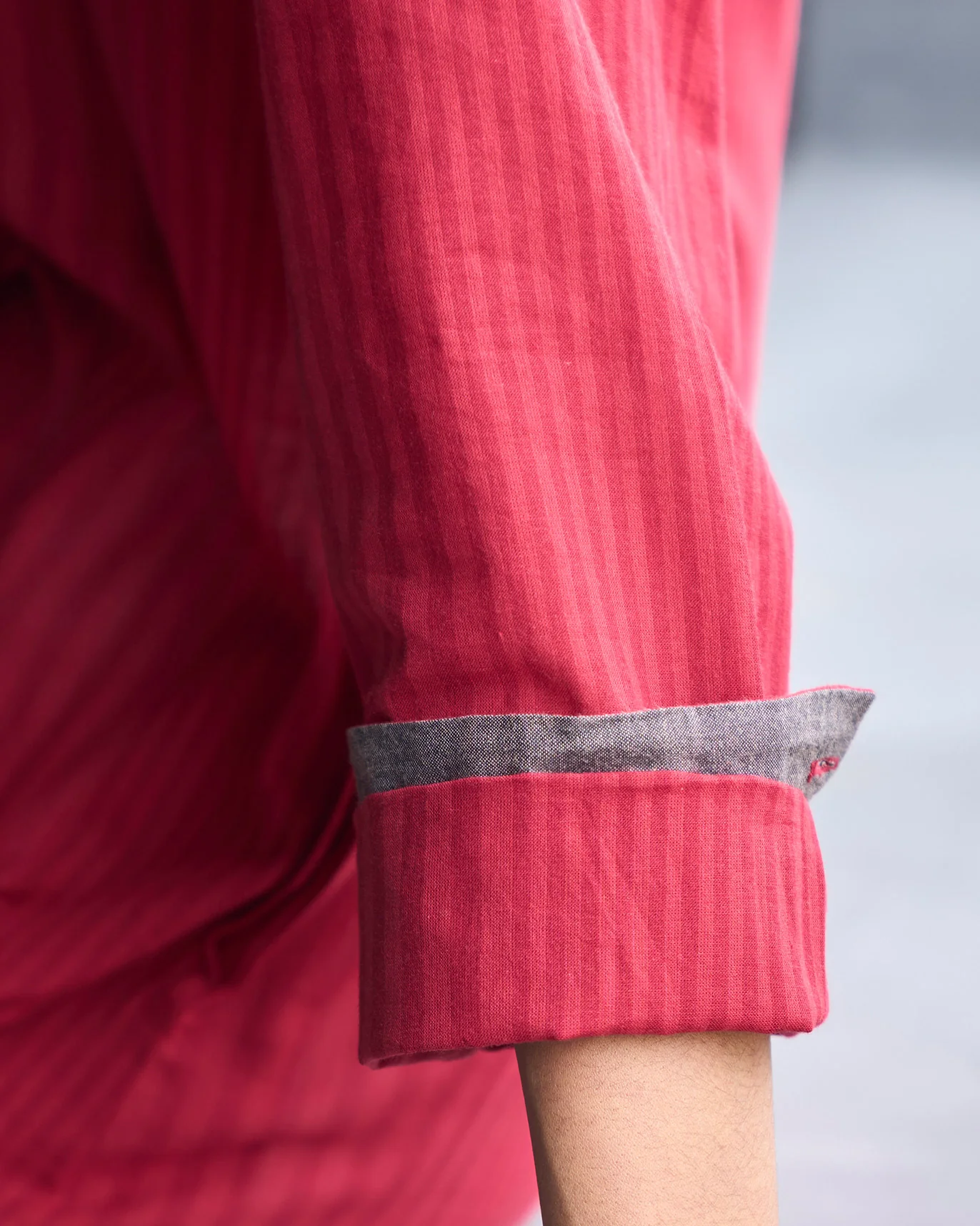 Basic Long Length Kurta - Red - Image 5