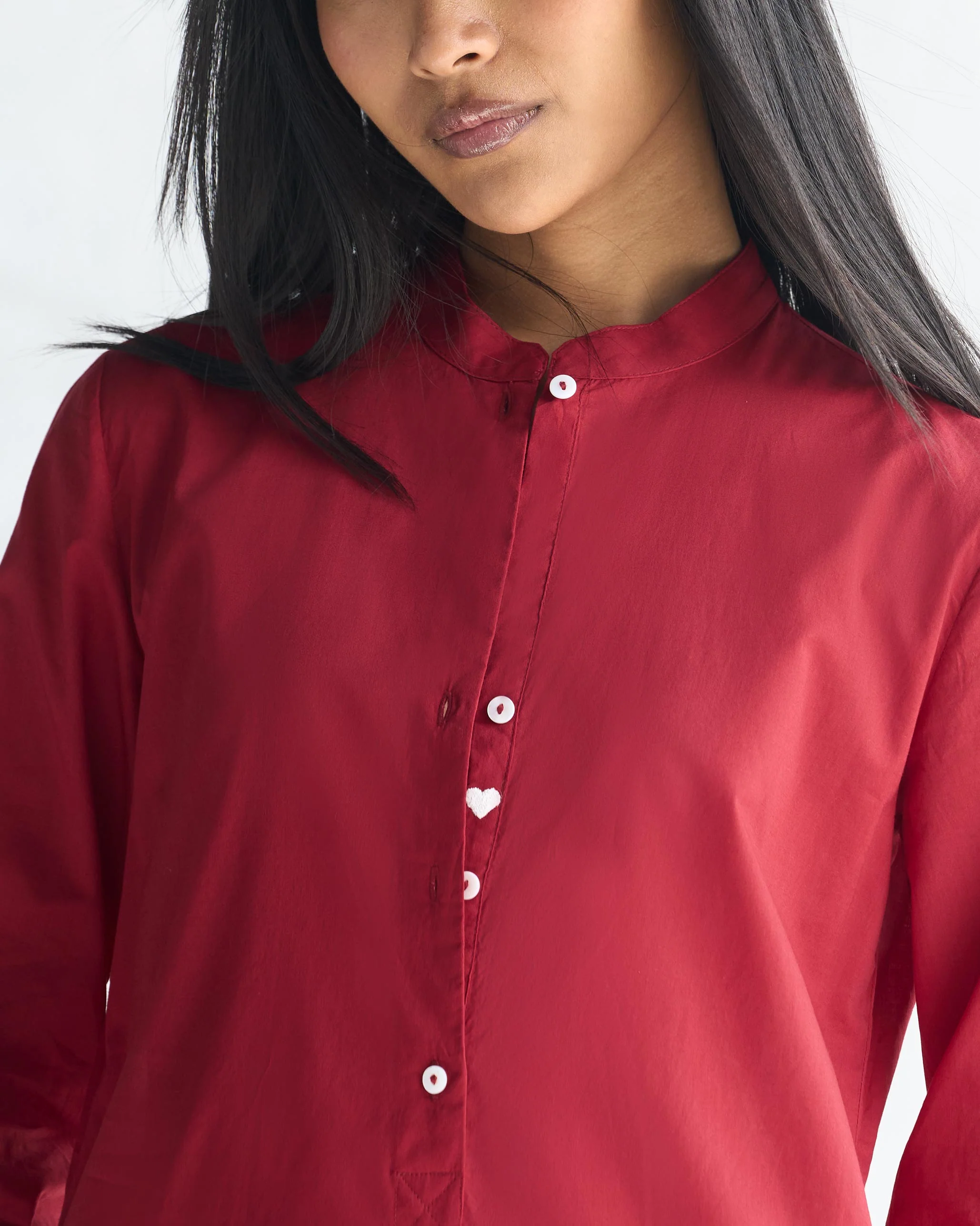 Basic Long Length Kurta - Red - Image 2