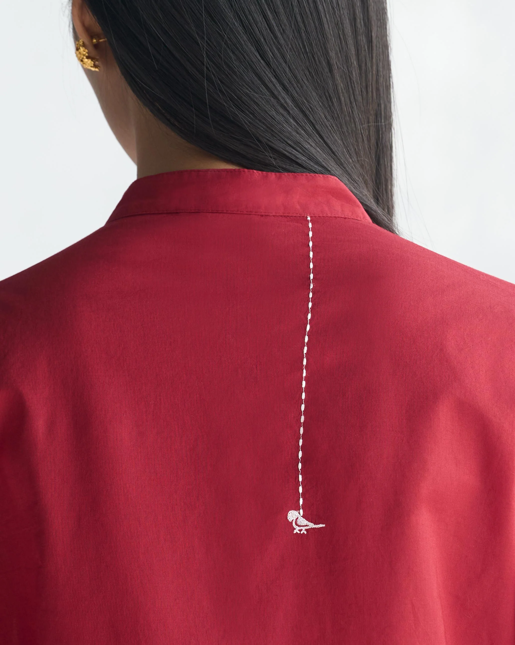 Basic Long Length Kurta - Red - Image 3