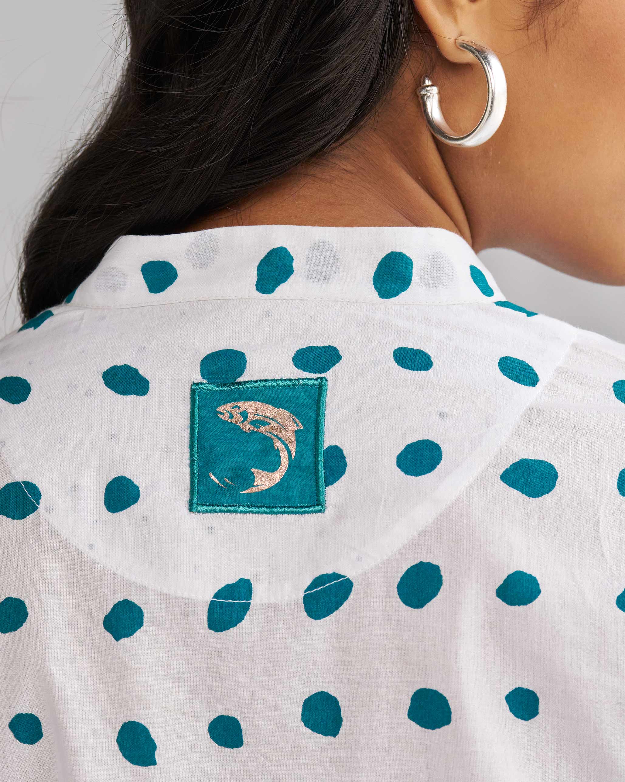 Basic Long Length Kurta - White & Teal Tssxnb - Image 2