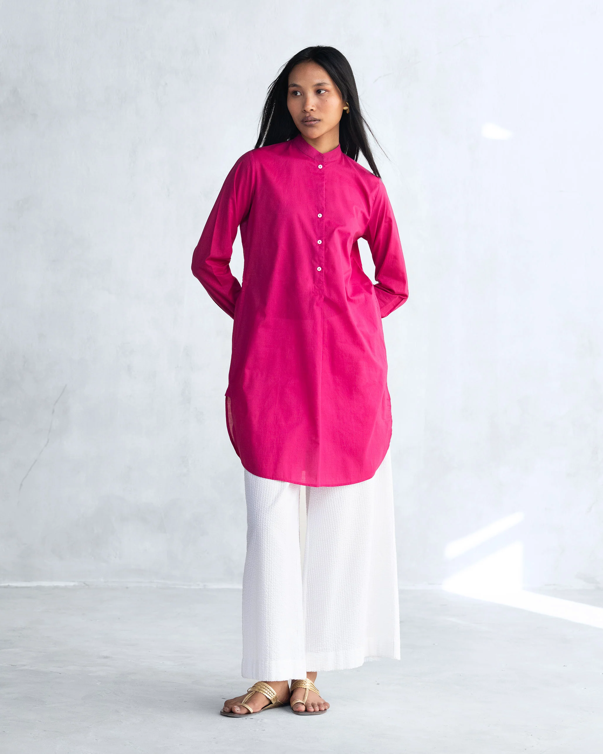 Basic Mid Length Kurta - Berry - Image 3
