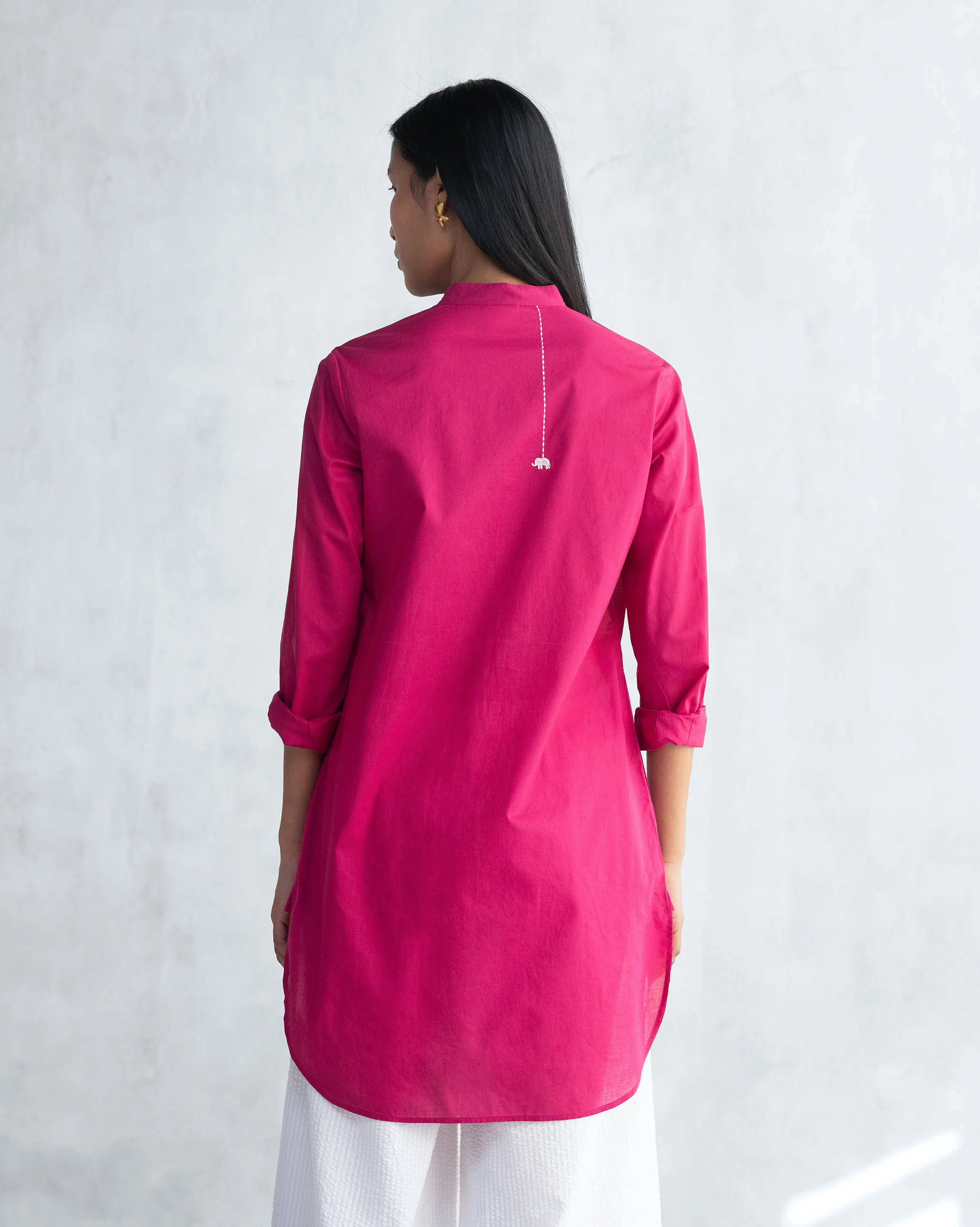 Basic Mid Length Kurta - Berry - Image 4
