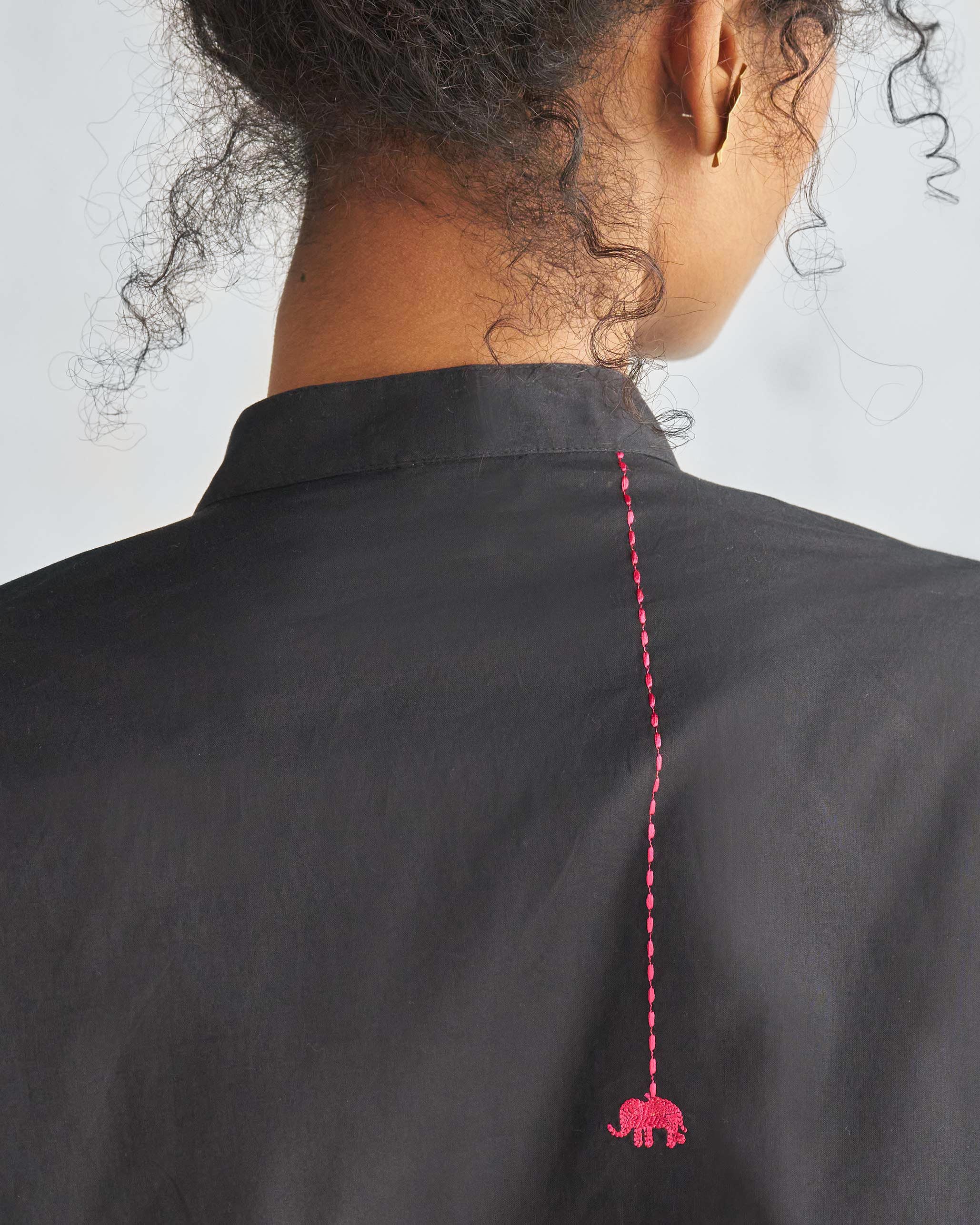 Basic Mid Length Kurta - Black - Image 3