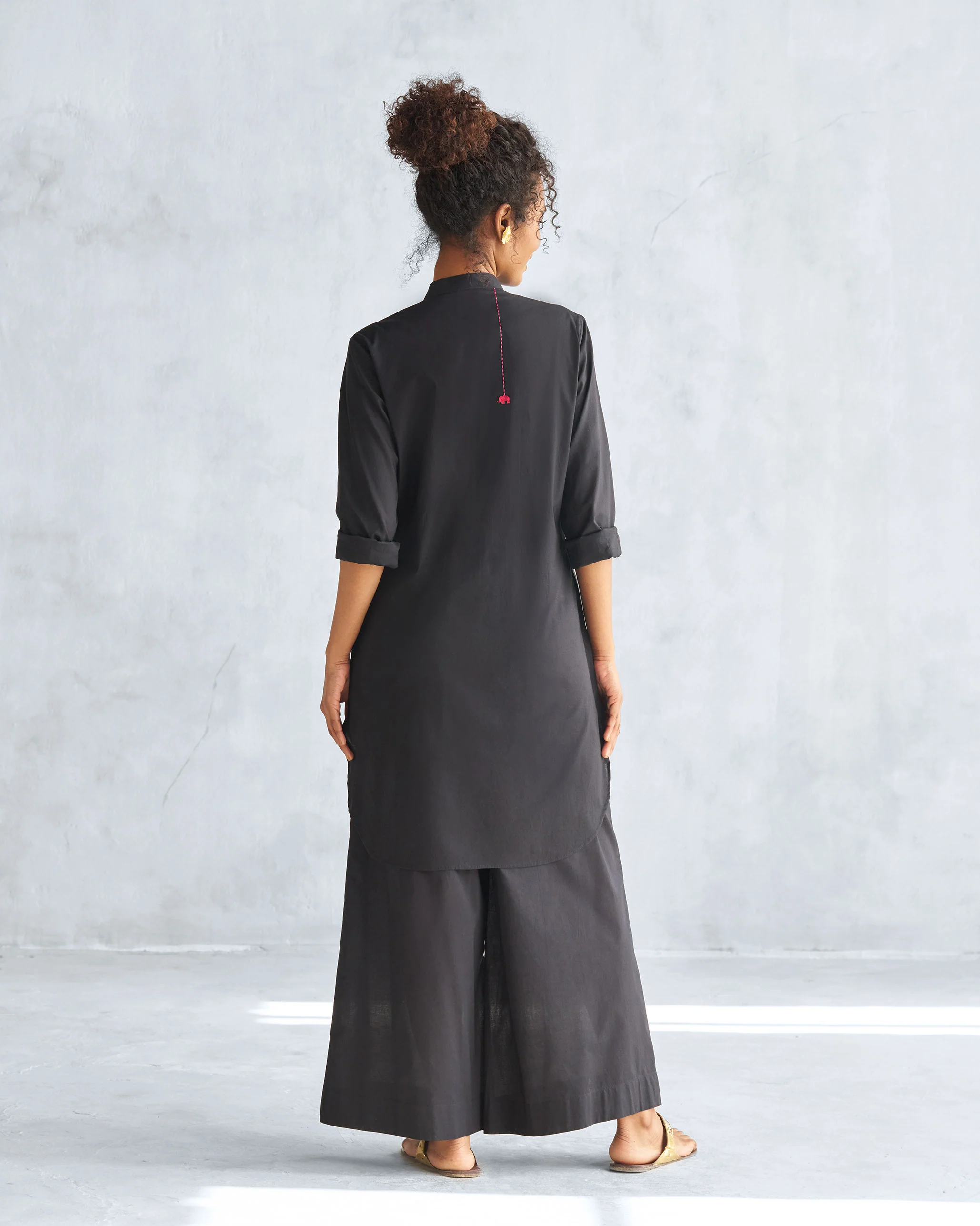 Basic Mid Length Kurta - Black - Image 5