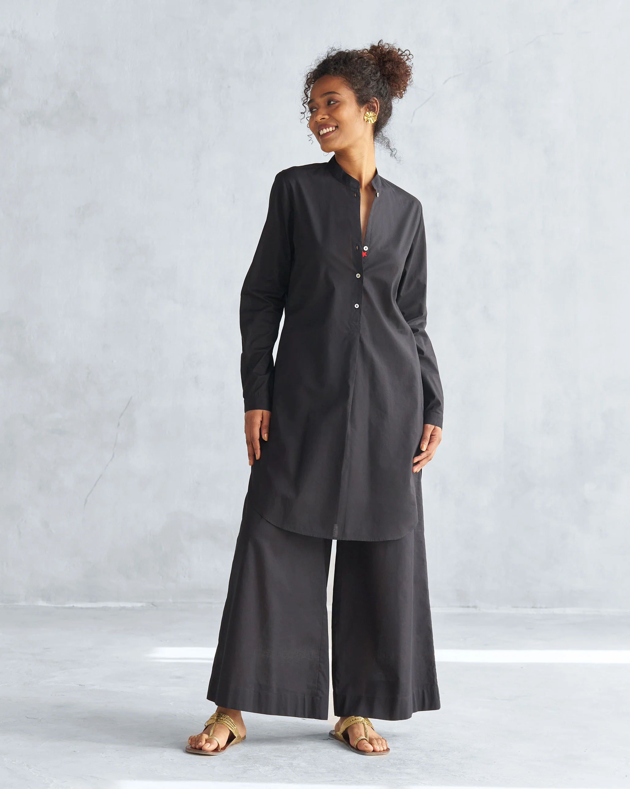 Basic Mid Length Kurta - Black - Image 6