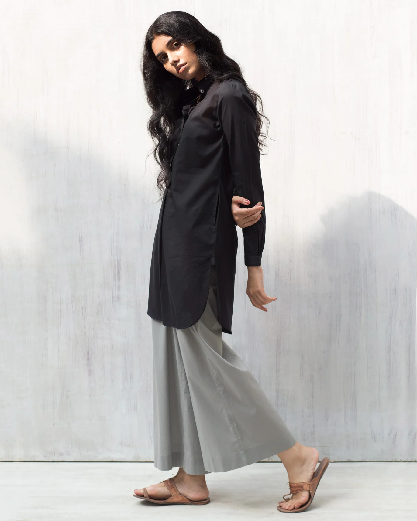 Basic Mid Length Kurta - Black - Image 5