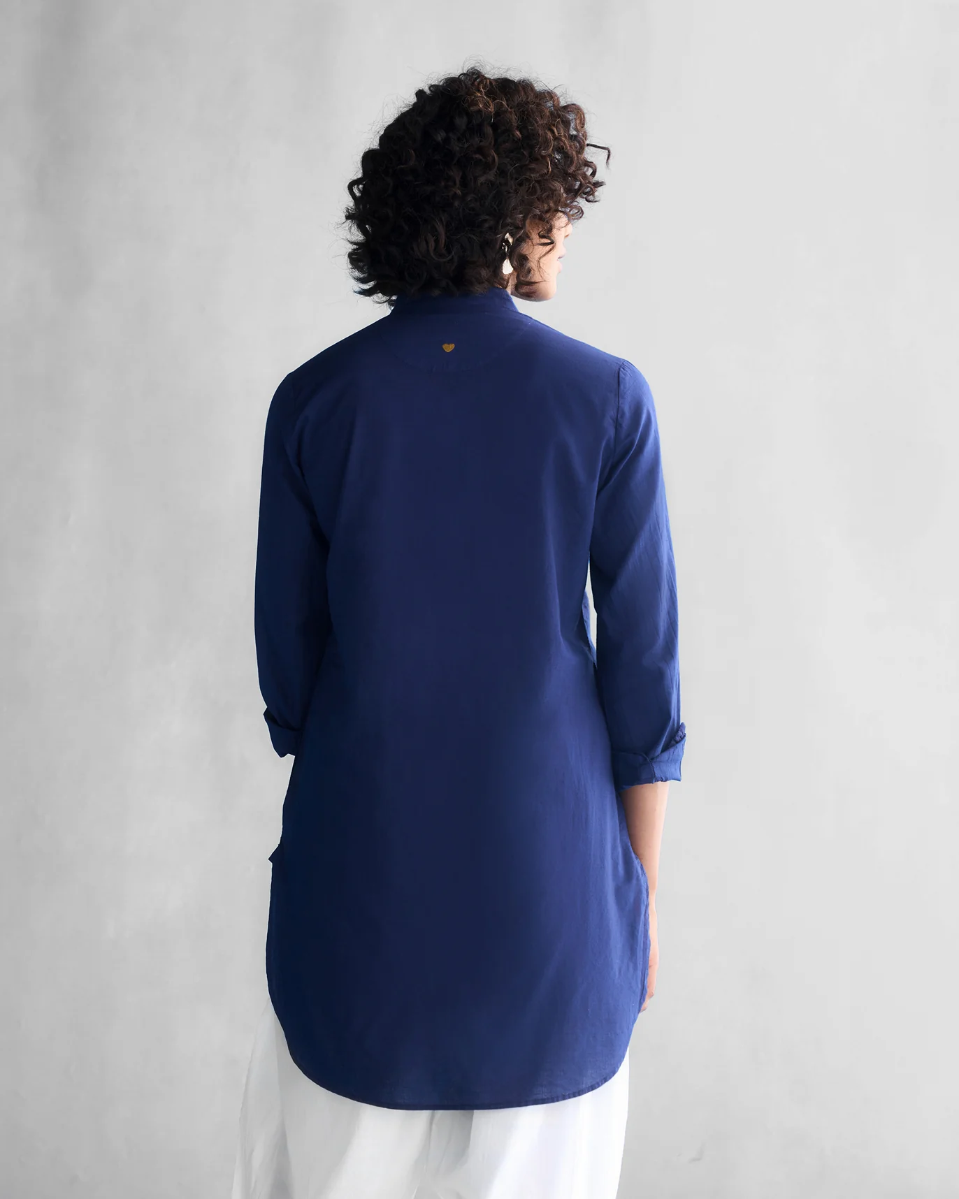Basic Mid Length Kurta - Blue - Image 4