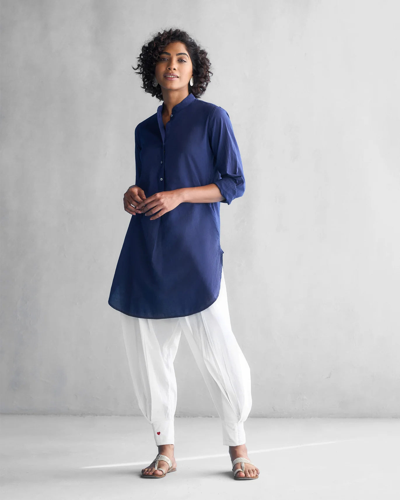 Basic Mid Length Kurta - Blue - Image 5