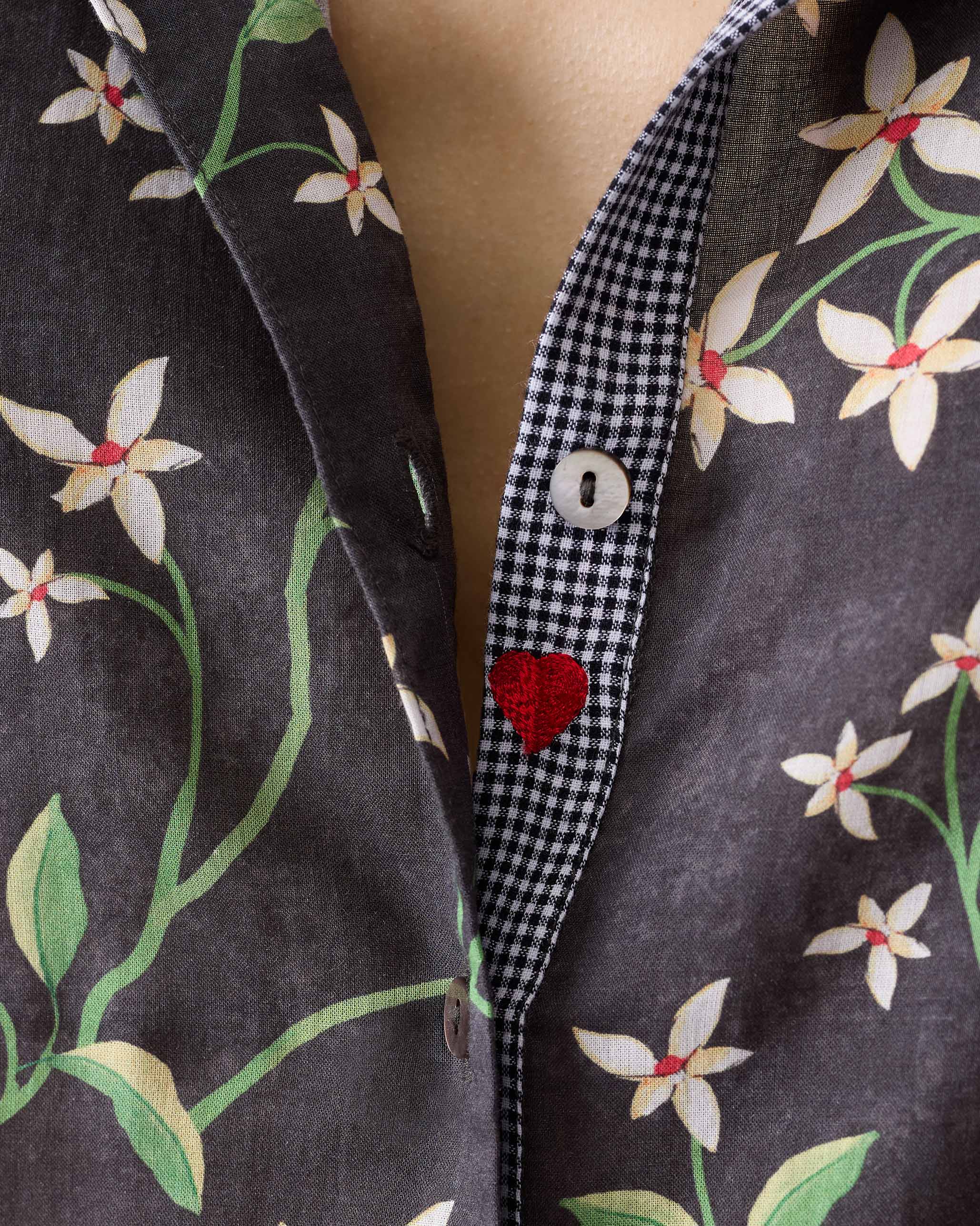 Basic Mid Length Kurta - Charcoal Print - Image 6