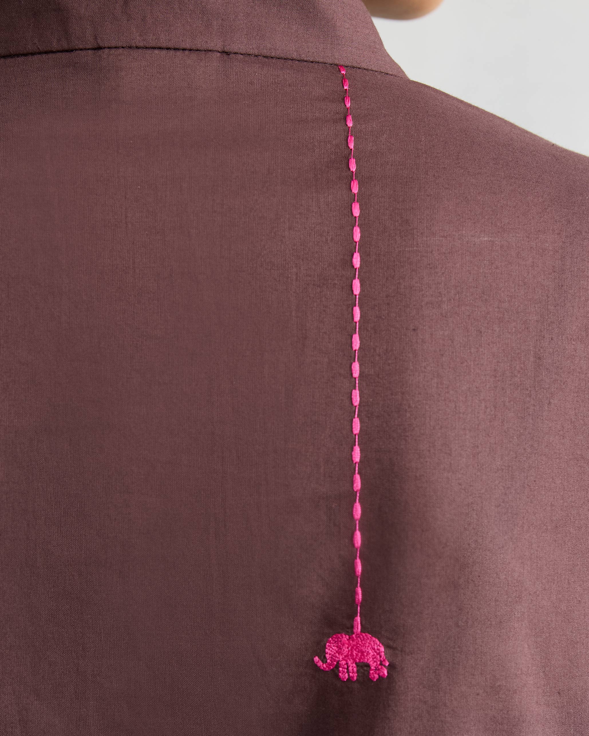 Basic Mid Length Kurta - Chocolate Plum - Image 6