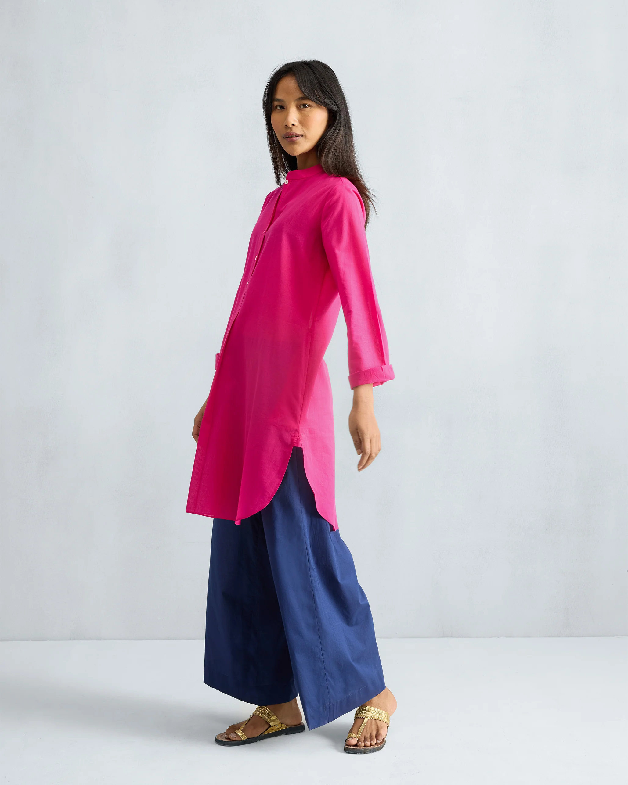 Basic Mid Length Kurta - Fuchsia - Image 2