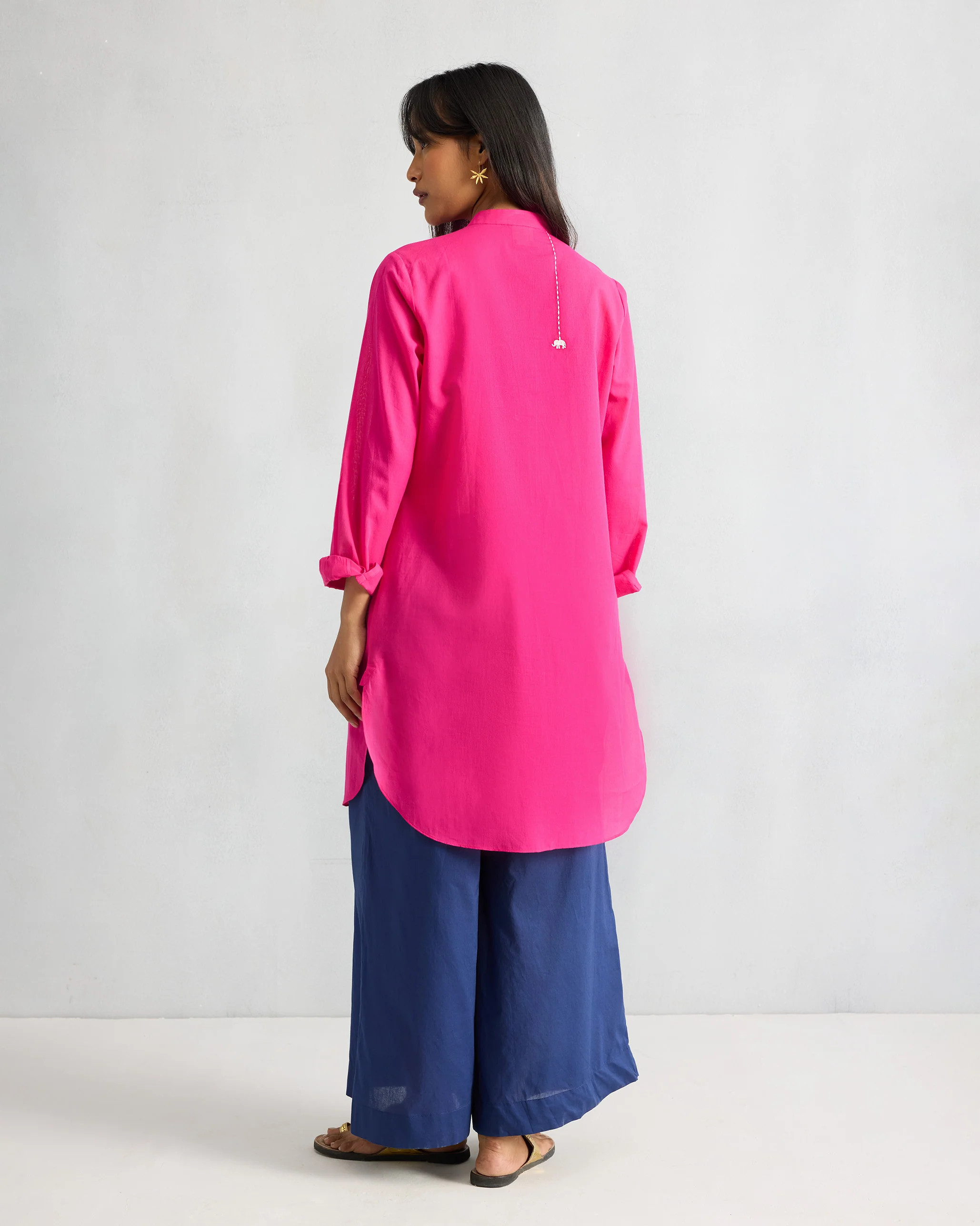 Basic Mid Length Kurta - Fuchsia - Image 3
