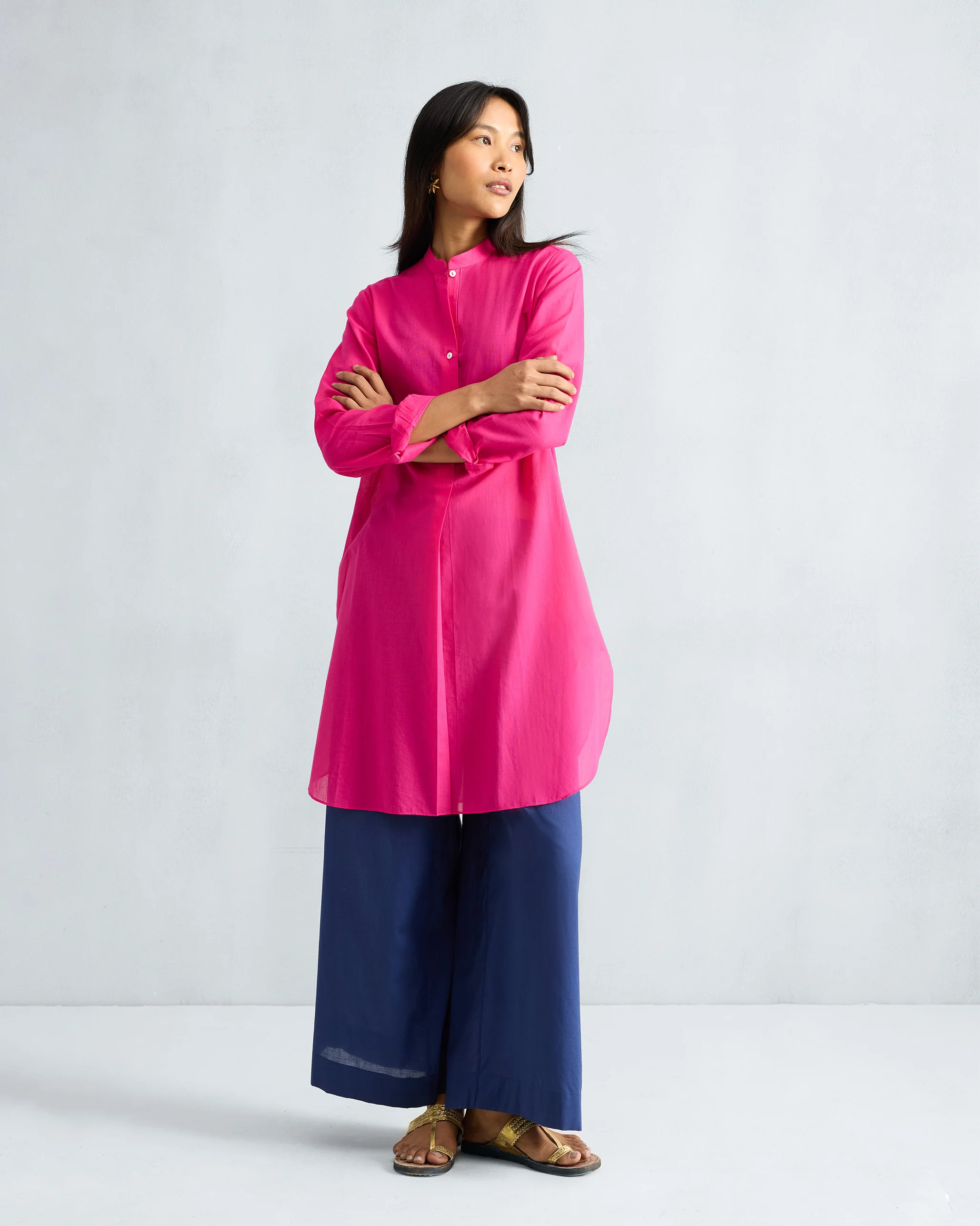 Basic Mid Length Kurta - Fuchsia - Image 4