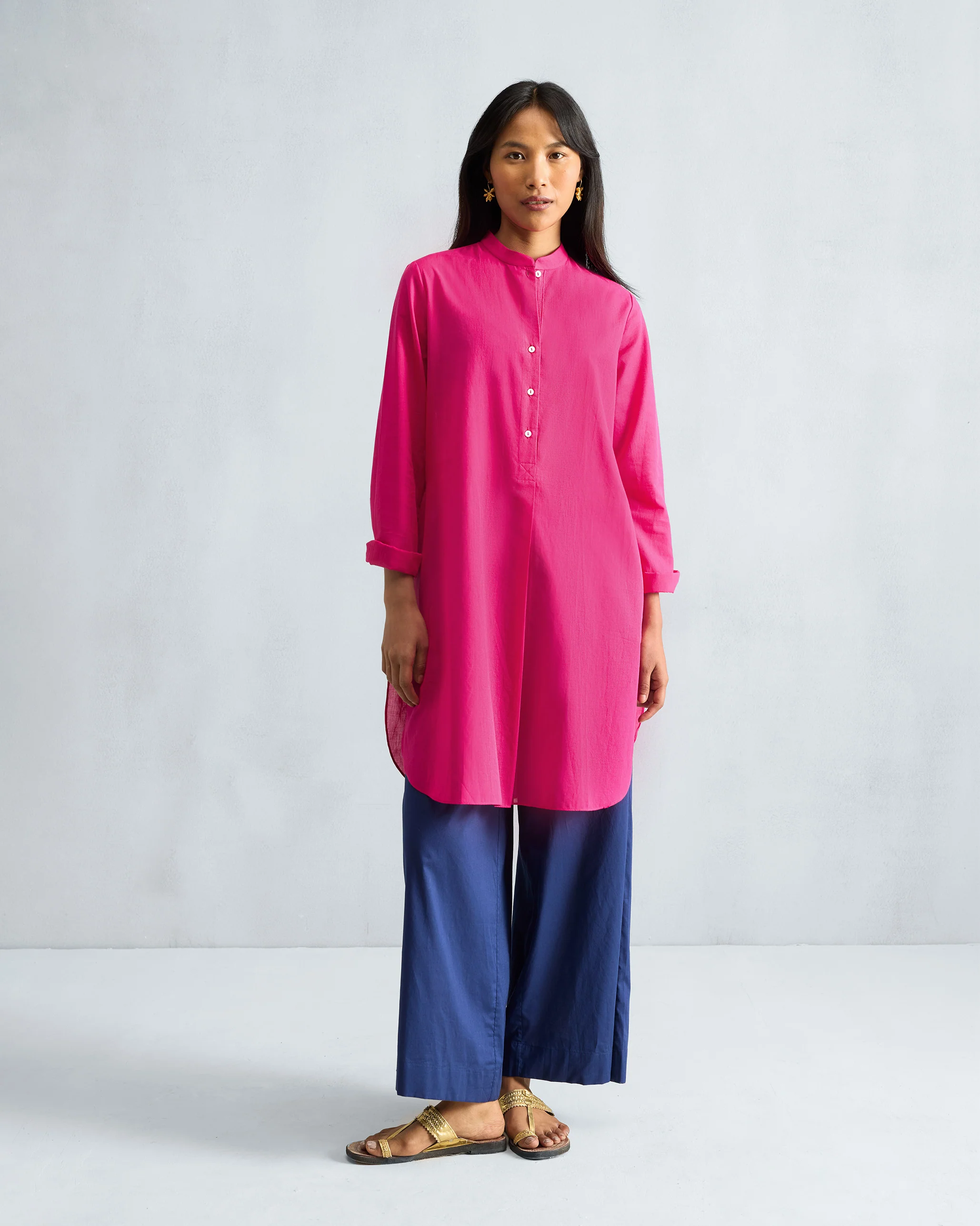 Basic Mid Length Kurta - Fuchsia - Image 5