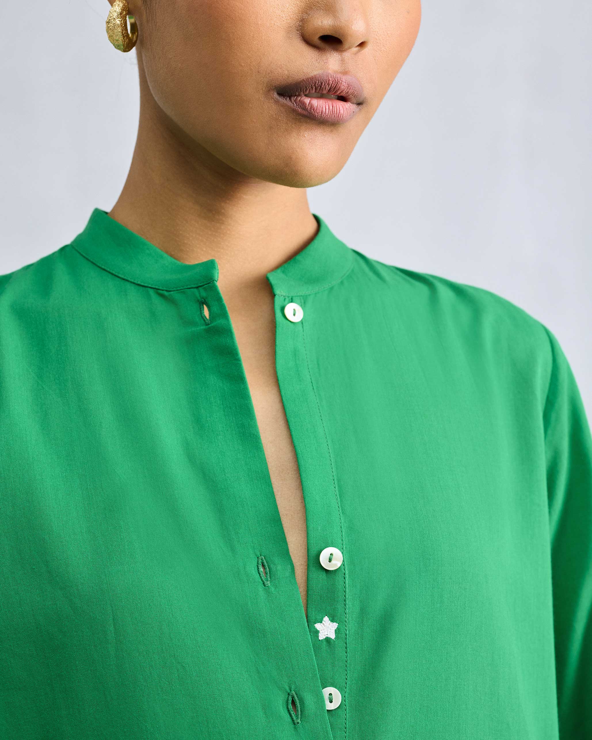 Basic Mid Length Kurta - Green - Image 2