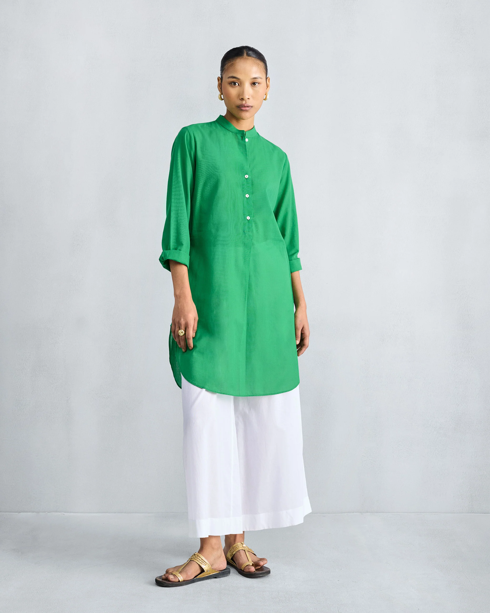 Basic Mid Length Kurta - Green - Image 3