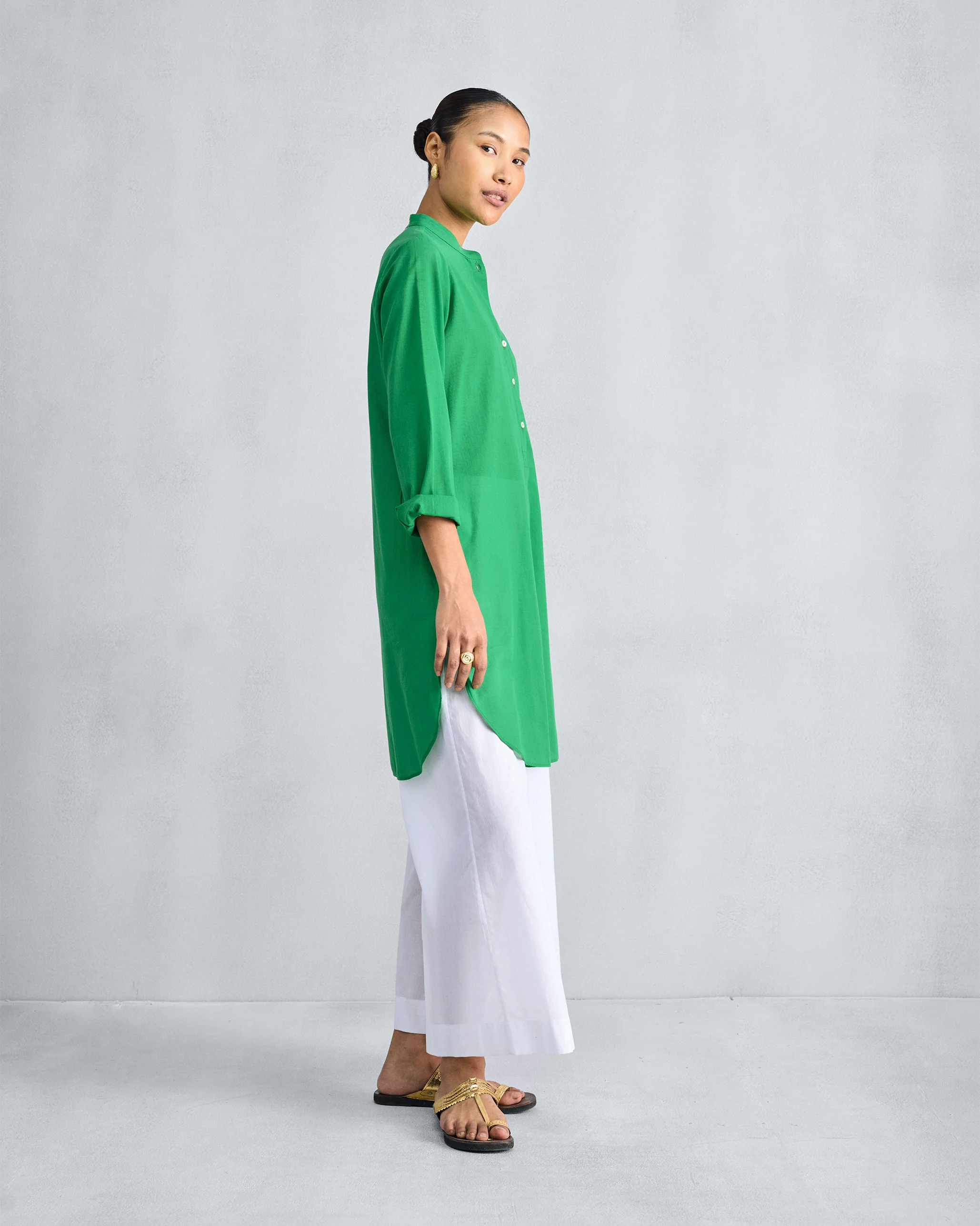 Basic Mid Length Kurta - Green - Image 4