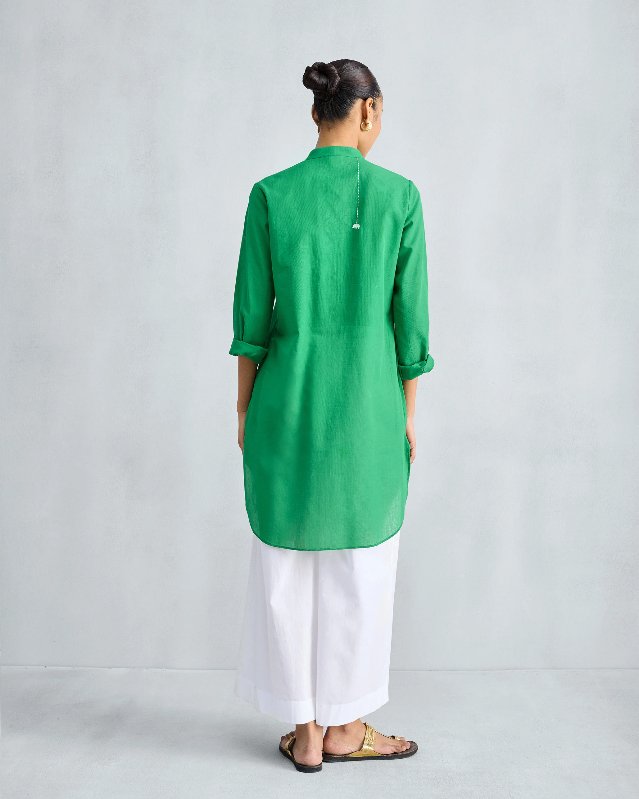Basic Mid Length Kurta - Green - Image 5
