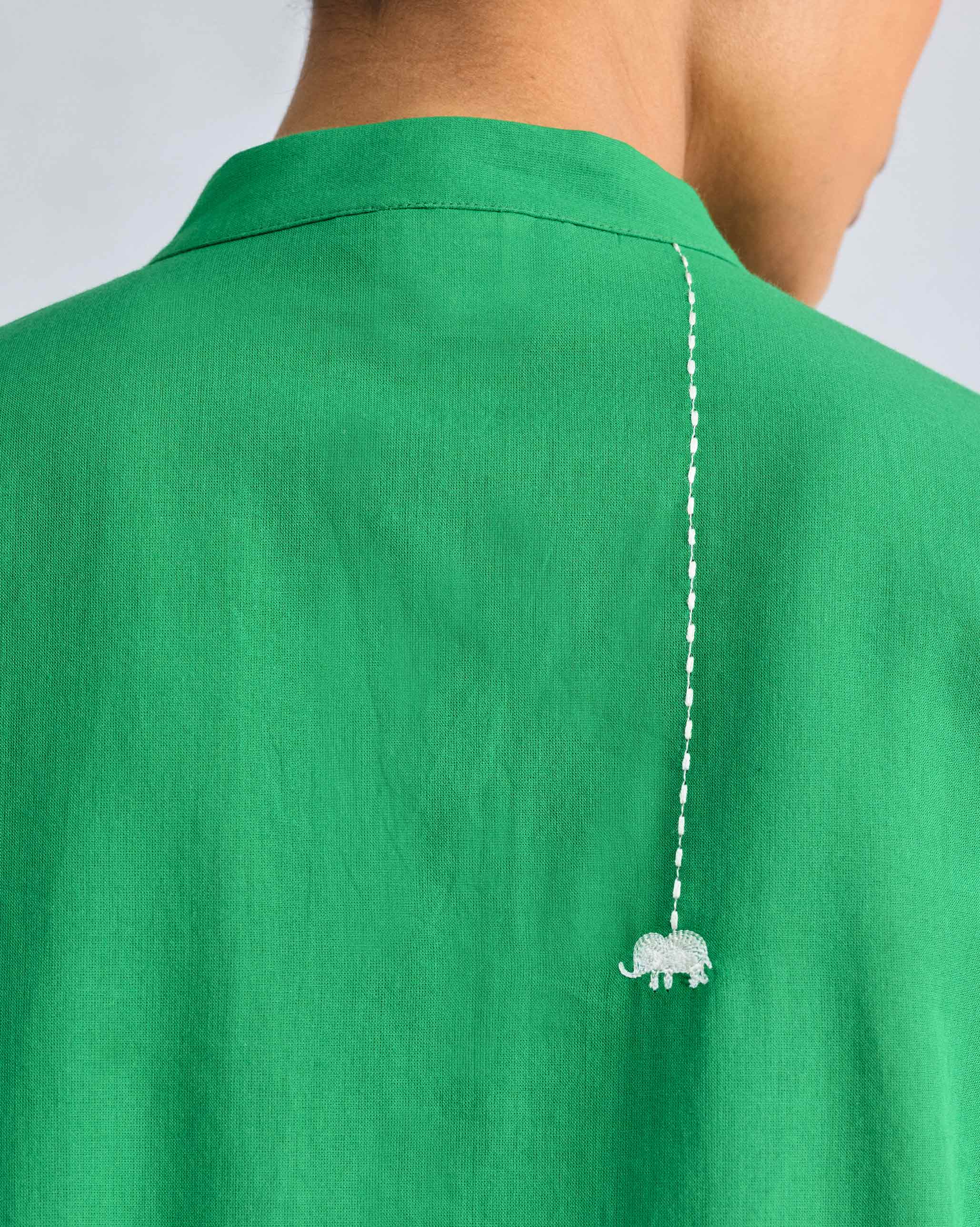 Basic Mid Length Kurta - Green - Image 6
