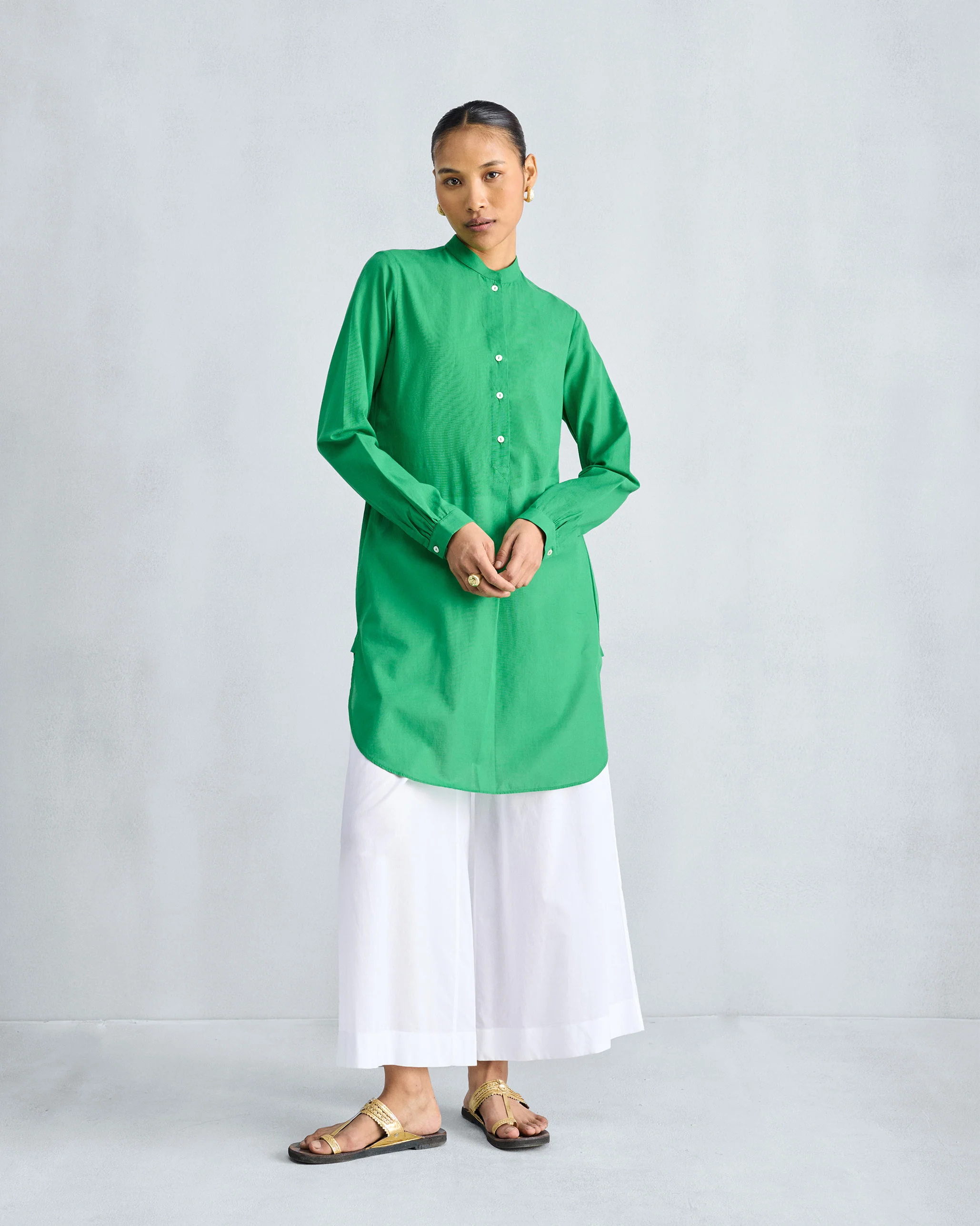 Basic Mid Length Kurta - Green - Image 7
