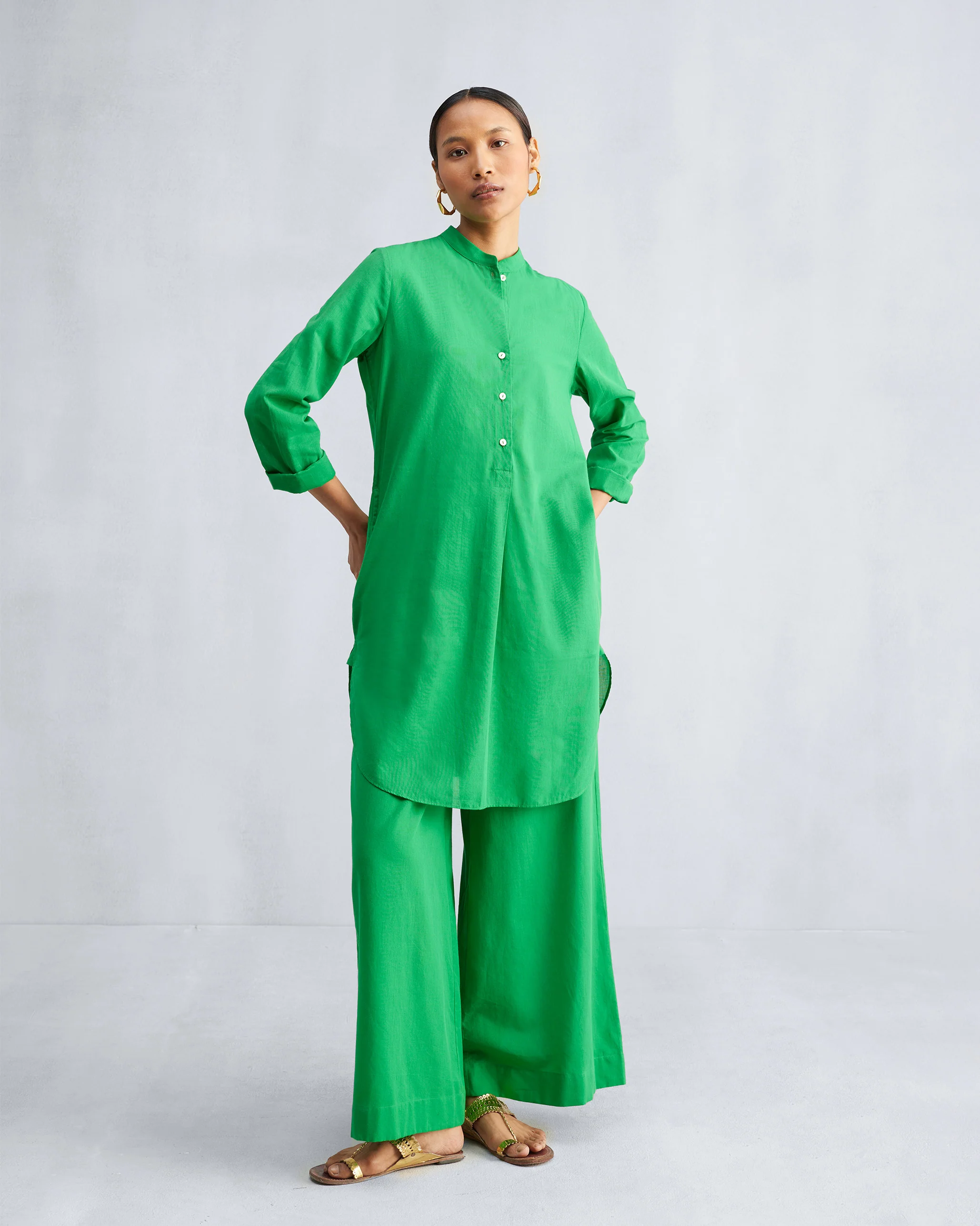 Basic Mid Length Kurta - Green - Image 8