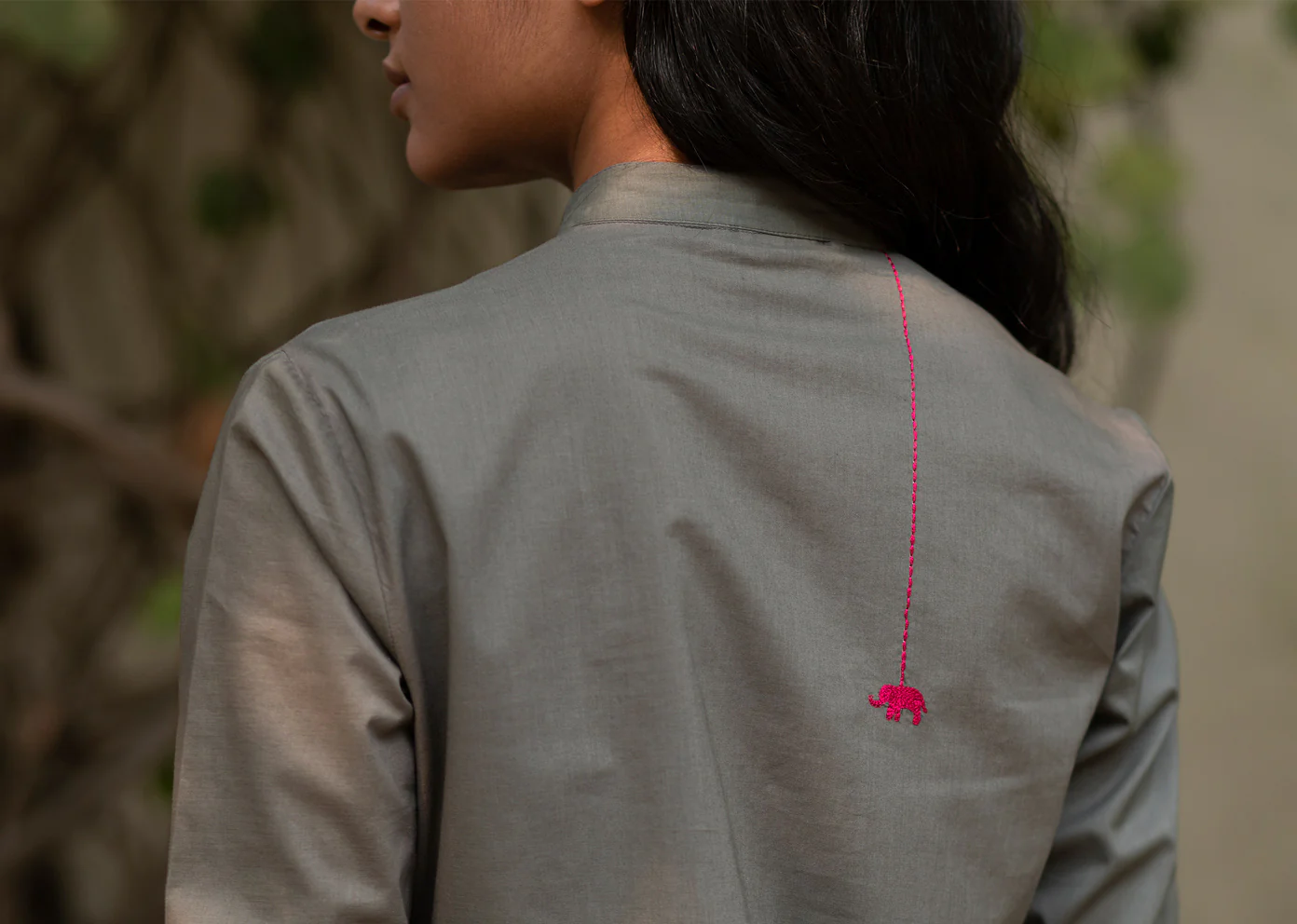 Basic Mid Length Kurta - Grey - Image 3