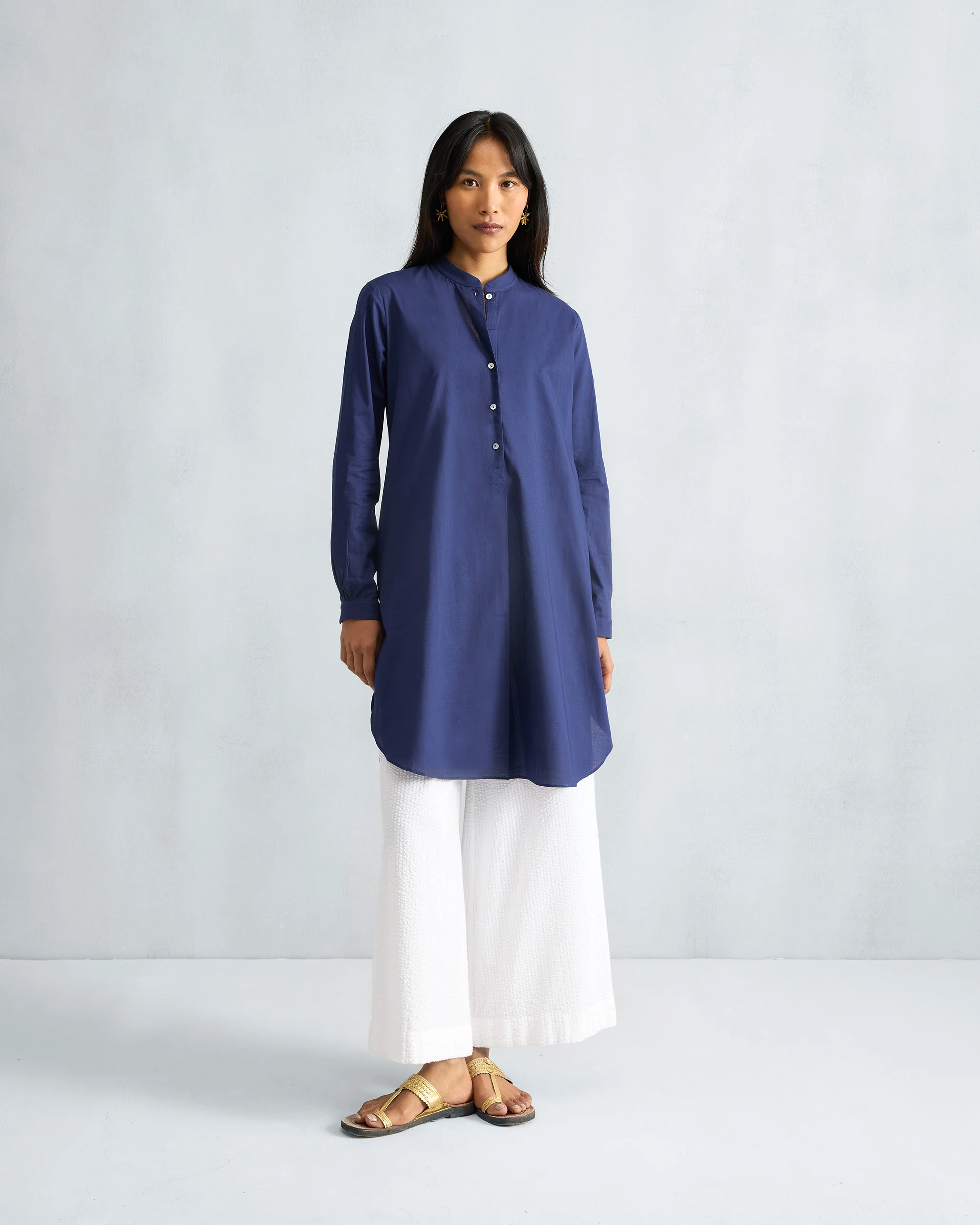 Basic Mid Length Kurta - Ink Blue - Image 6