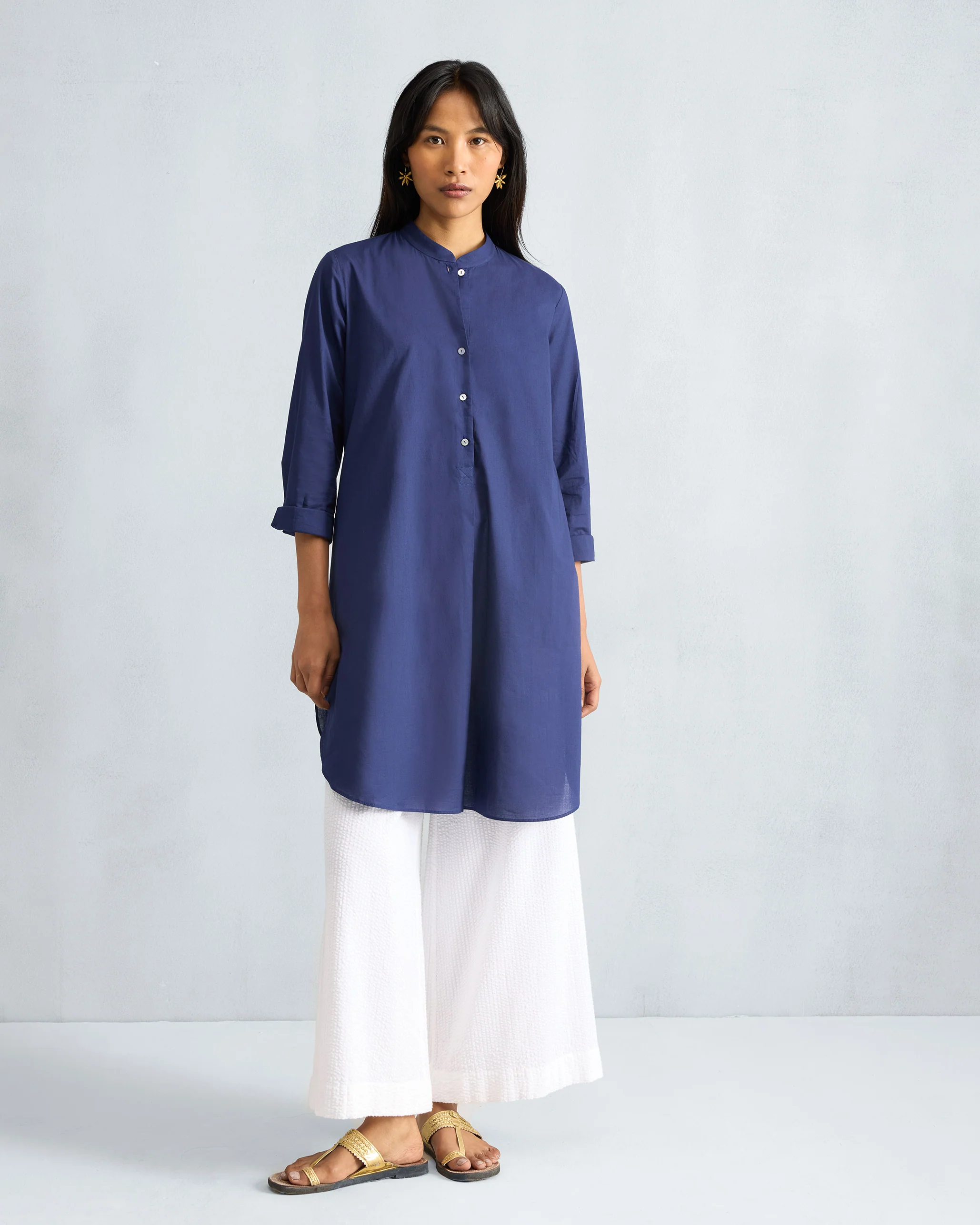Basic Mid Length Kurta - Ink Blue - Image 7