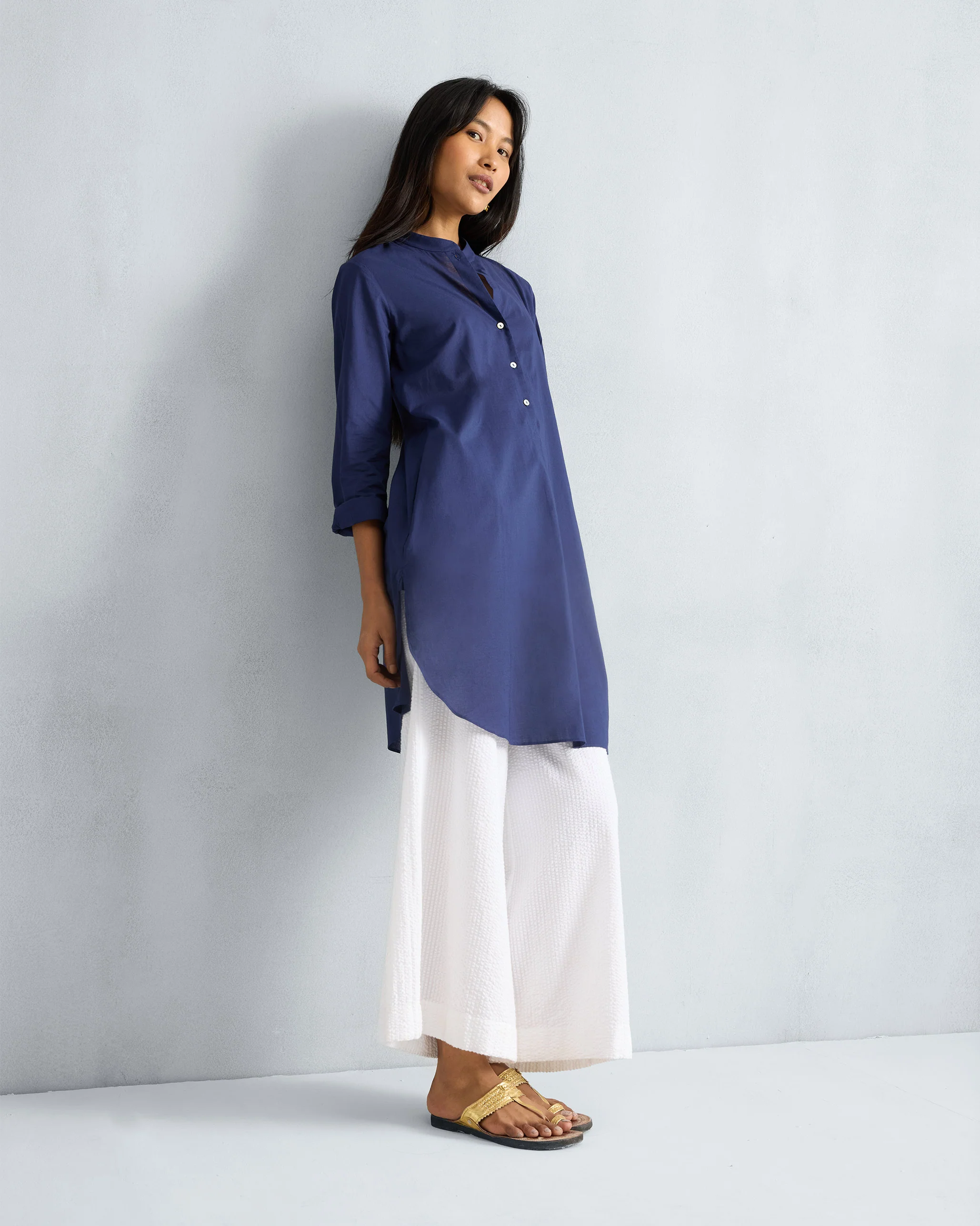 Basic Mid Length Kurta - Ink Blue - Image 8