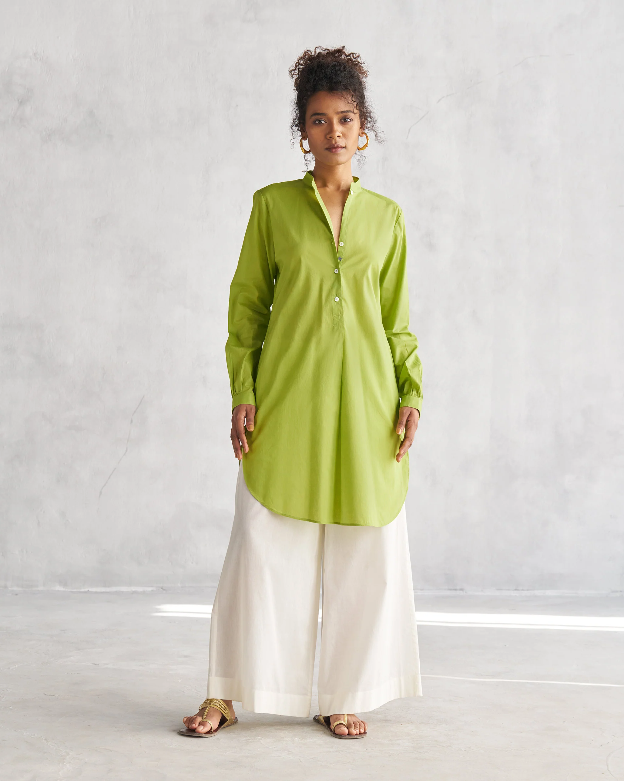 Basic Mid Length Kurta - Lime - Image 5
